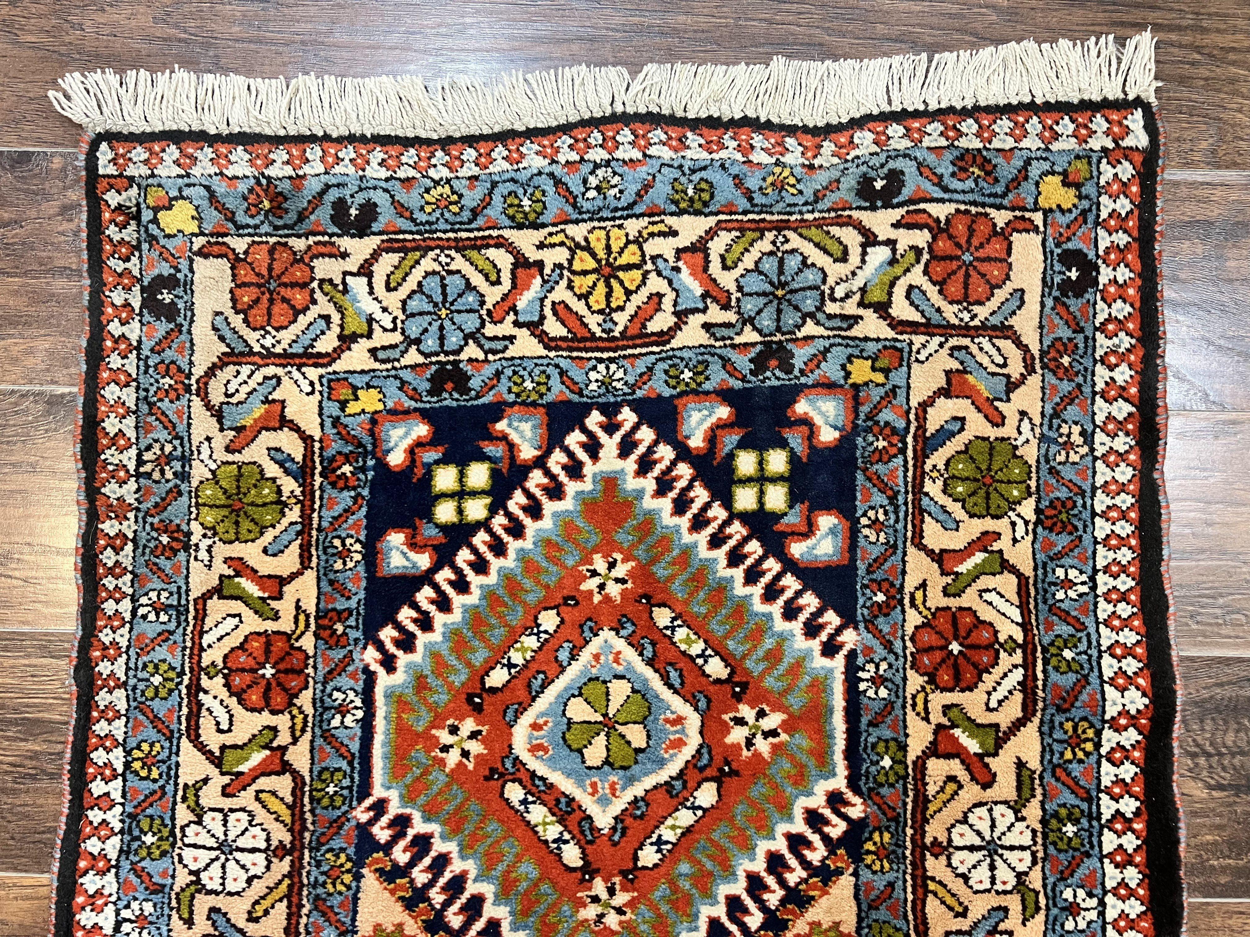 Persian Tribal Runner Rug 2.9 x 14, Colorful Rare Antique Persian Shiraz Yalameh Geometric Carpet for Hallway, 14ft Runner, Handmade, Wool, Red - Jewel Rugs