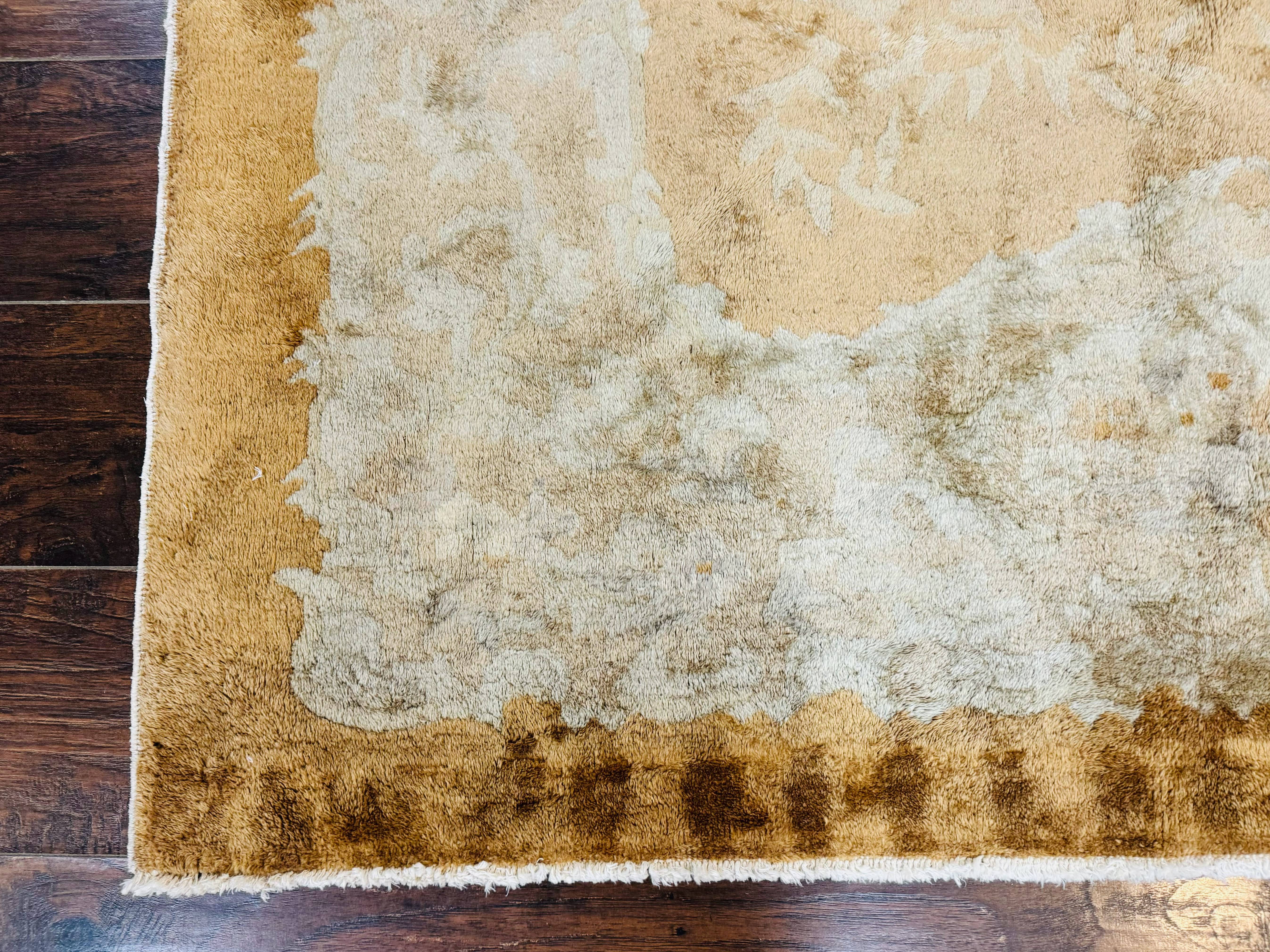 Chinese Peking Rug 5x7, Golden-Tan, Vintage Chinese Wool Carpet - Jewel Rugs