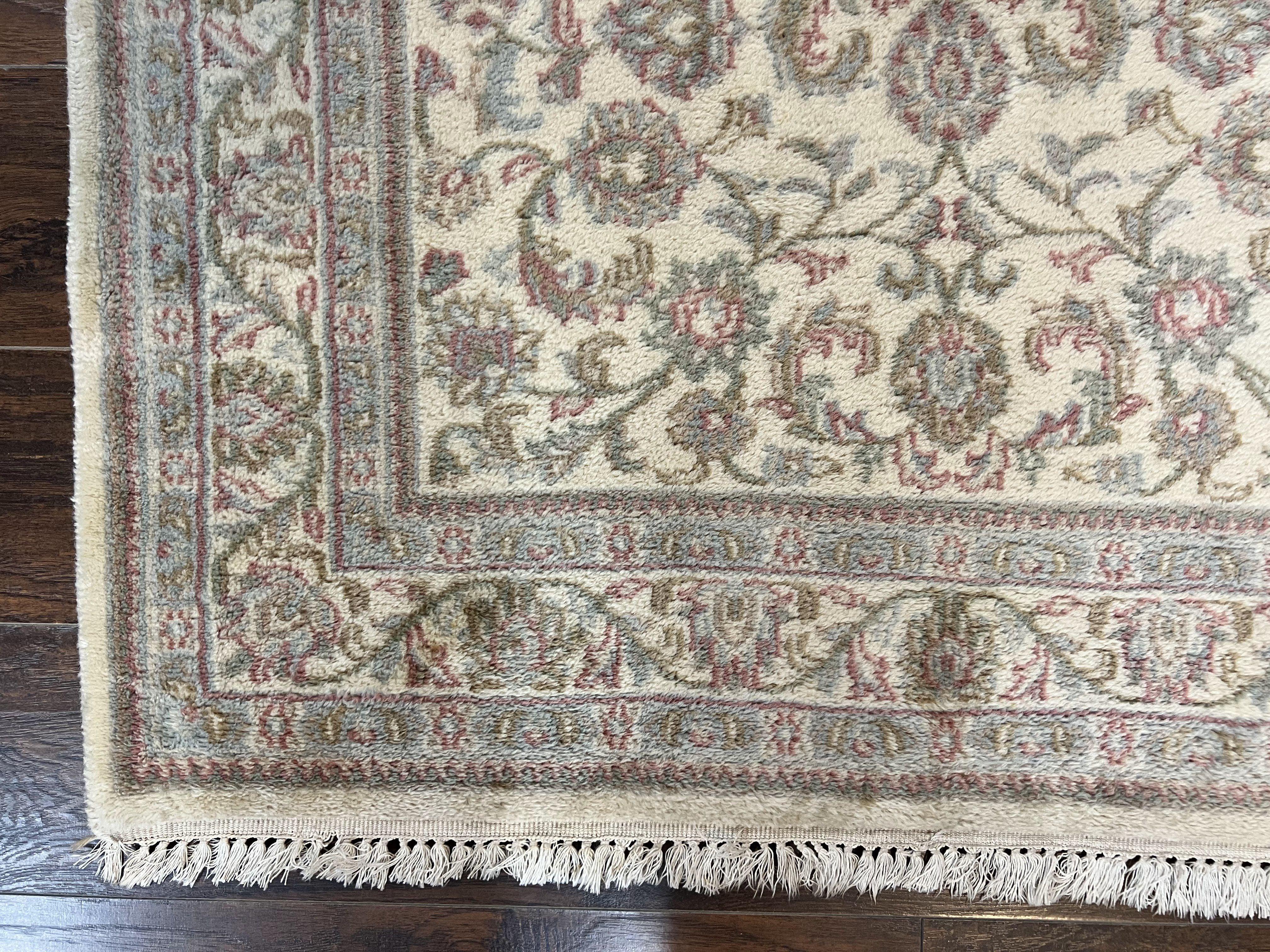 Indo Persian Rug 4x6, Vintage Handmade Wool Carpet, Floral Allover Pattern, Beige, Pair B - Jewel Rugs