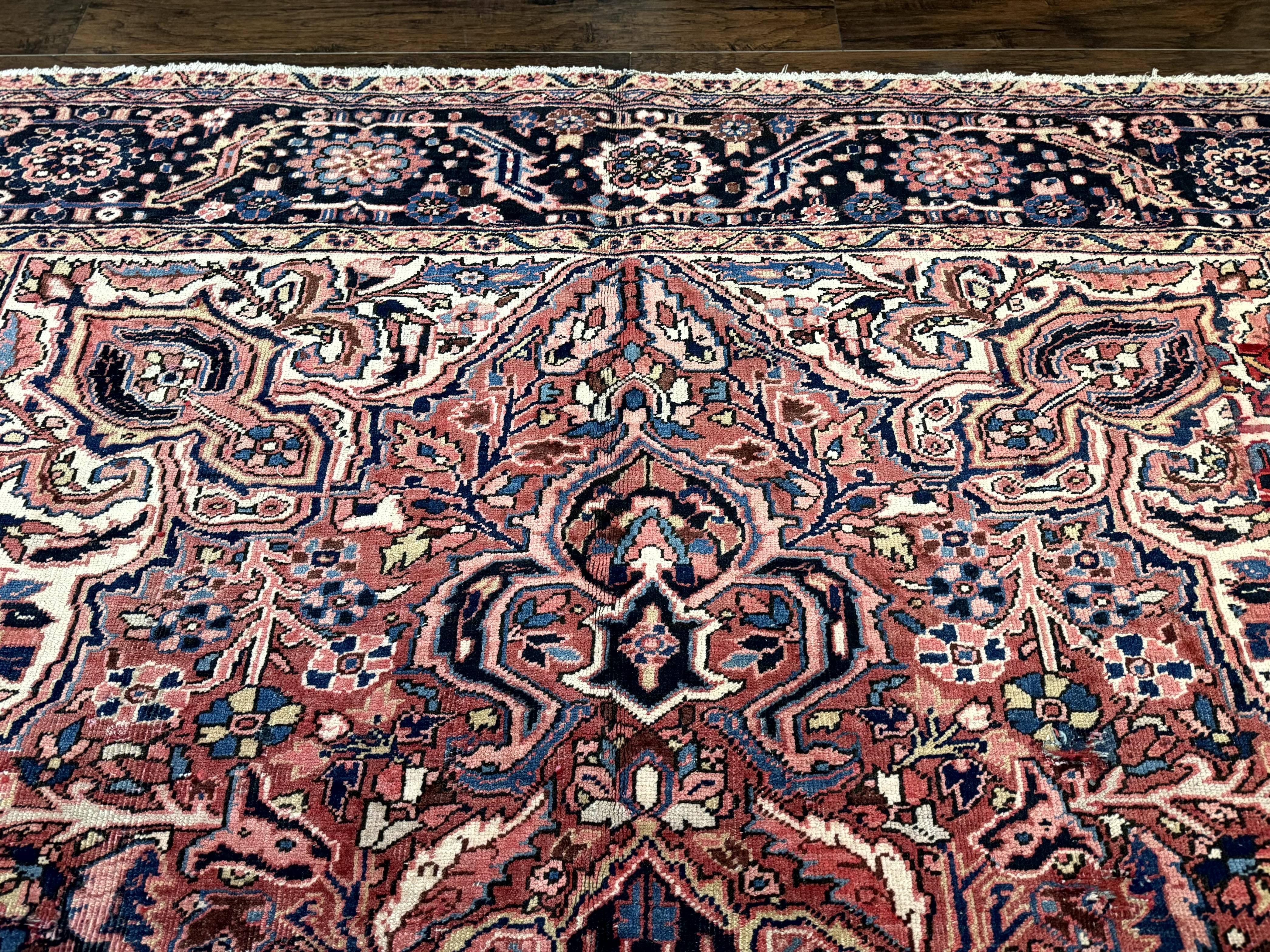 Persian Heriz Rug 10x13, Antique Wool Carpet, Geometric, Ahar Rug - Jewel Rugs