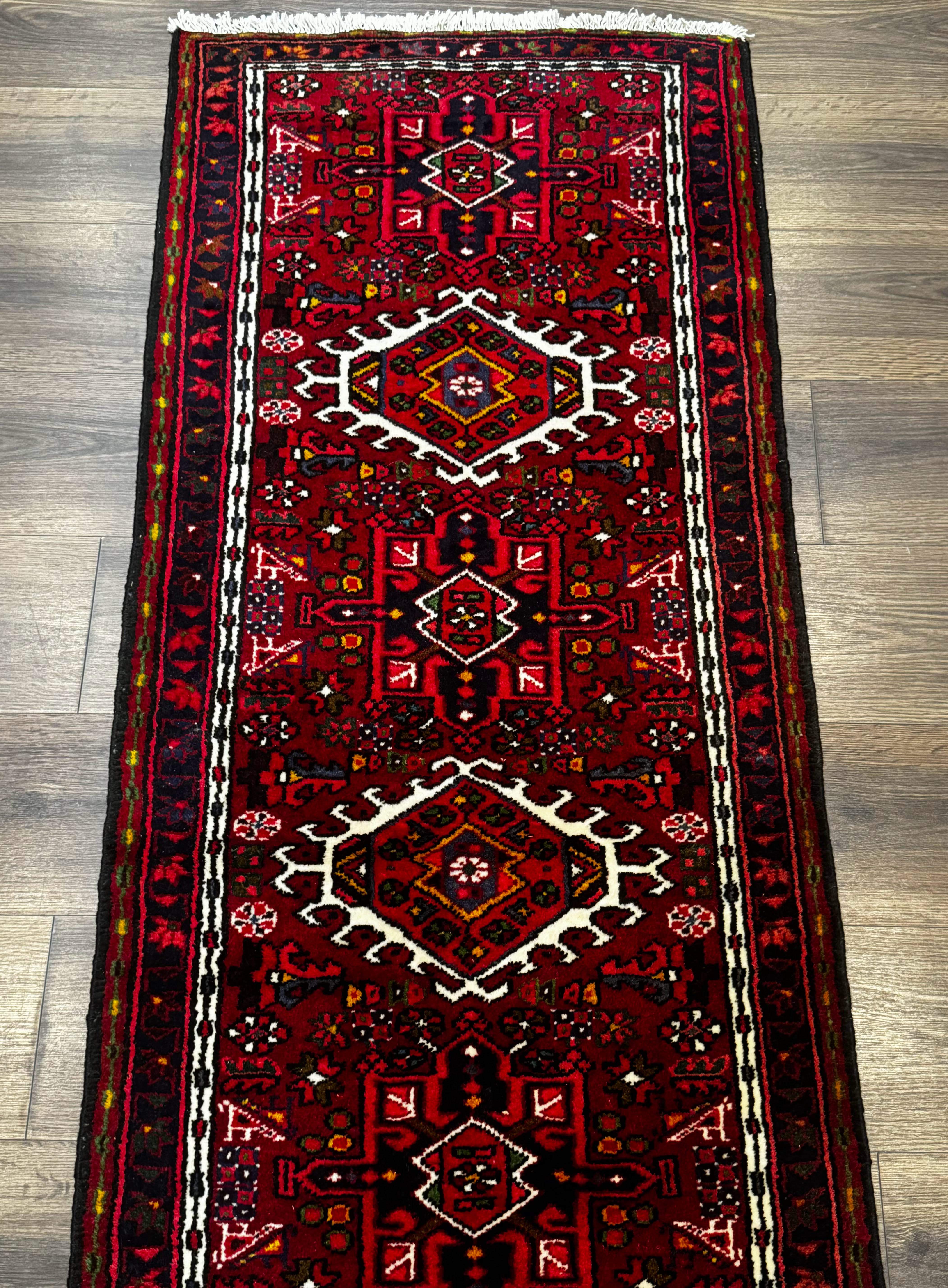 Persian Karajeh Runner Ruig 2 x 6.6, Tribal Runner, Red, Rustic, Short Runner, Geometric - Jewel Rugs