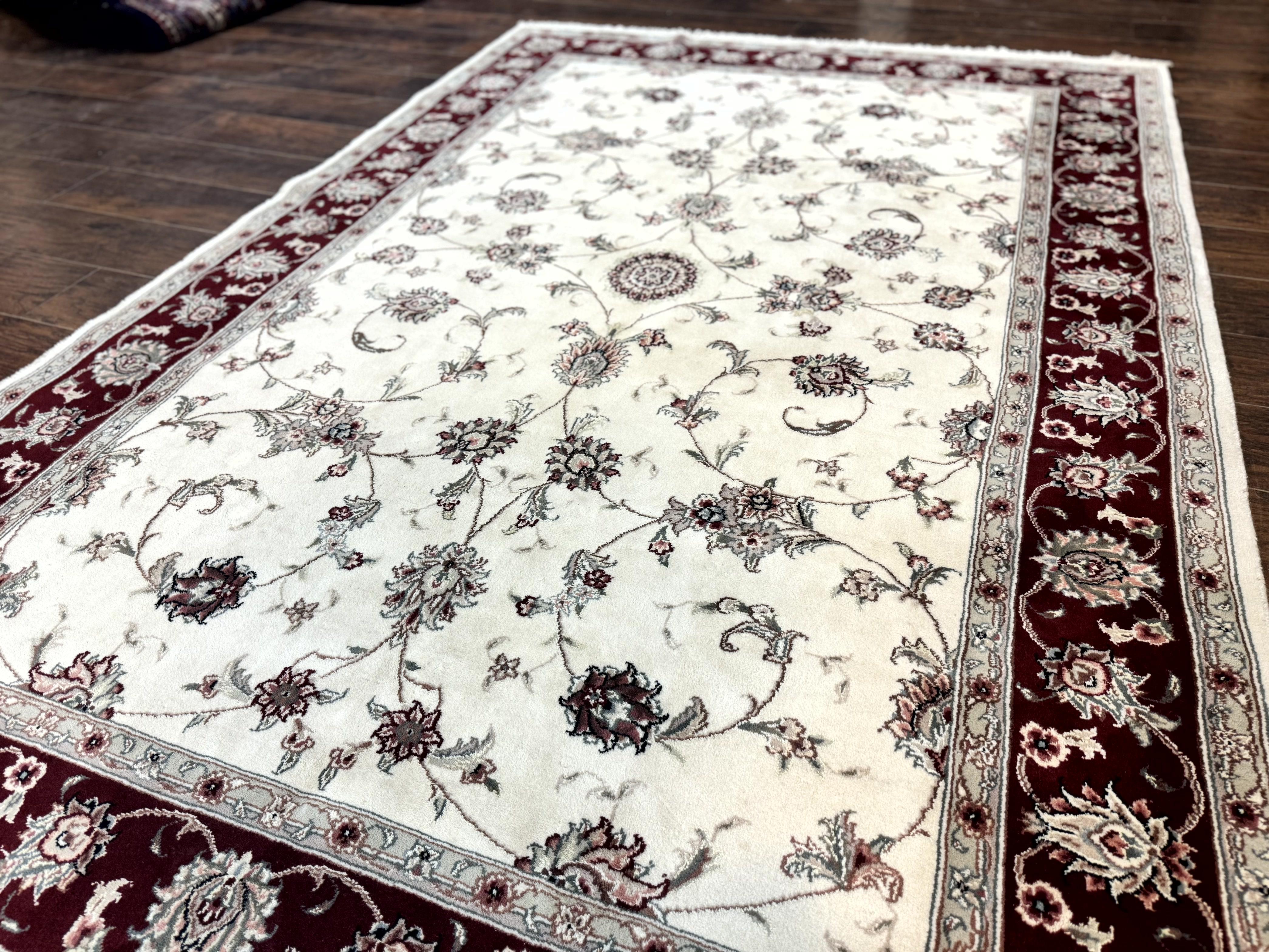 Ivory and Burgundy Pak Persian Rug 6x9 - Jewel Rugs