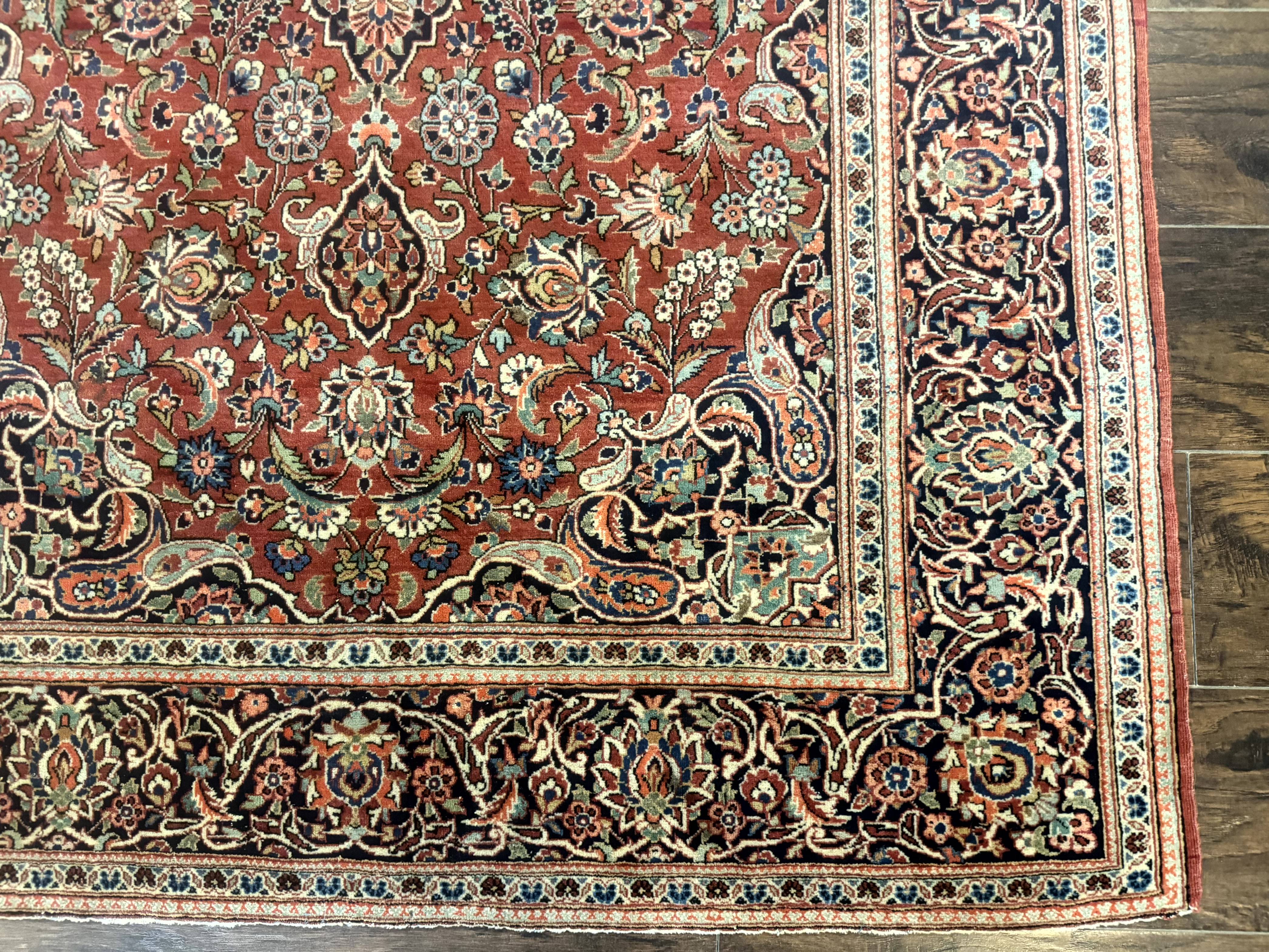 Persian Kashan Rug 4x7, Red, Floral Medallion, Vintage, Wool - Jewel Rugs