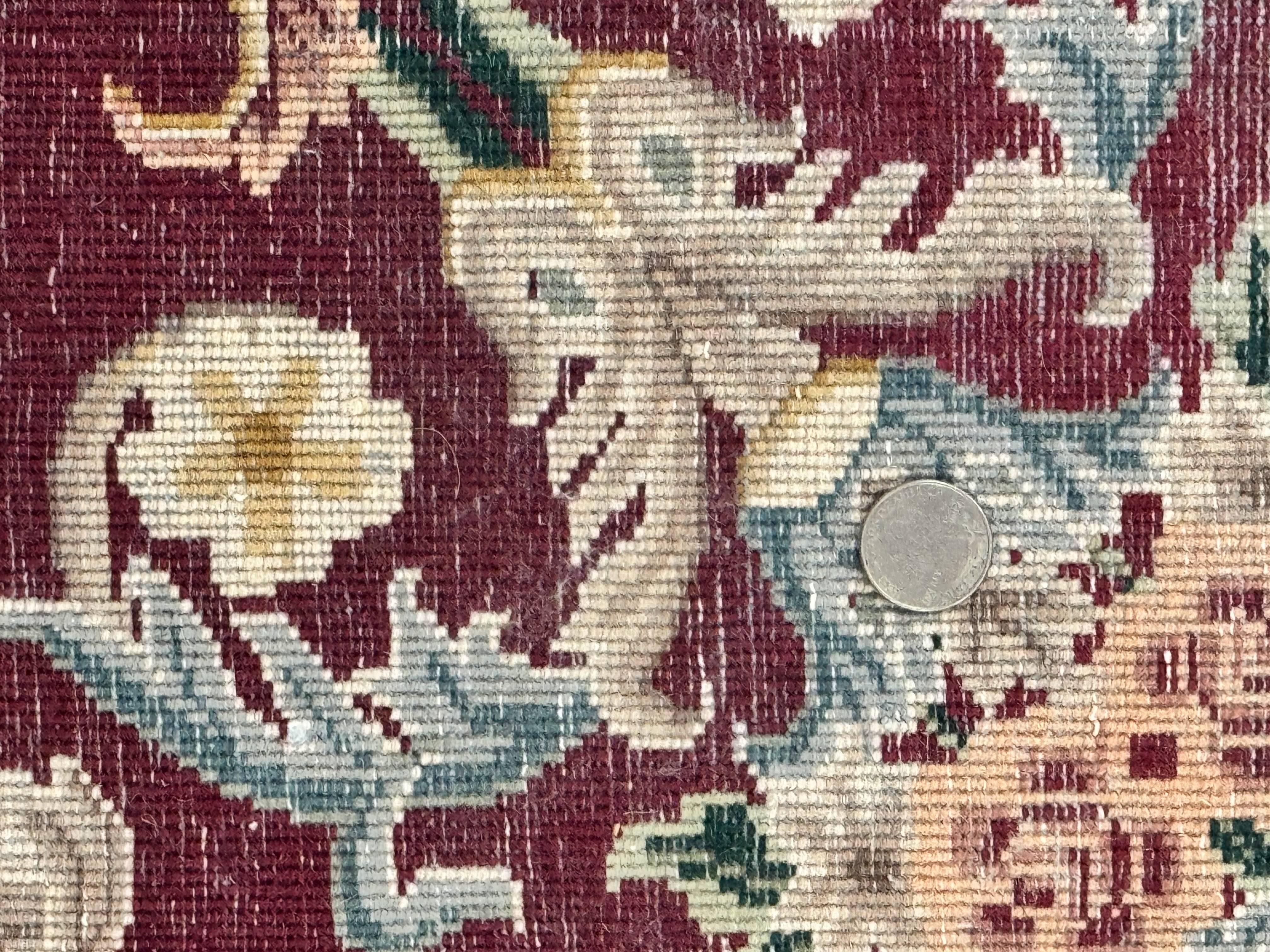 Aubusson Rug 9x12, Dark Green, European Design, Vintage Fine Handmade Carpet, Elegant - Jewel Rugs