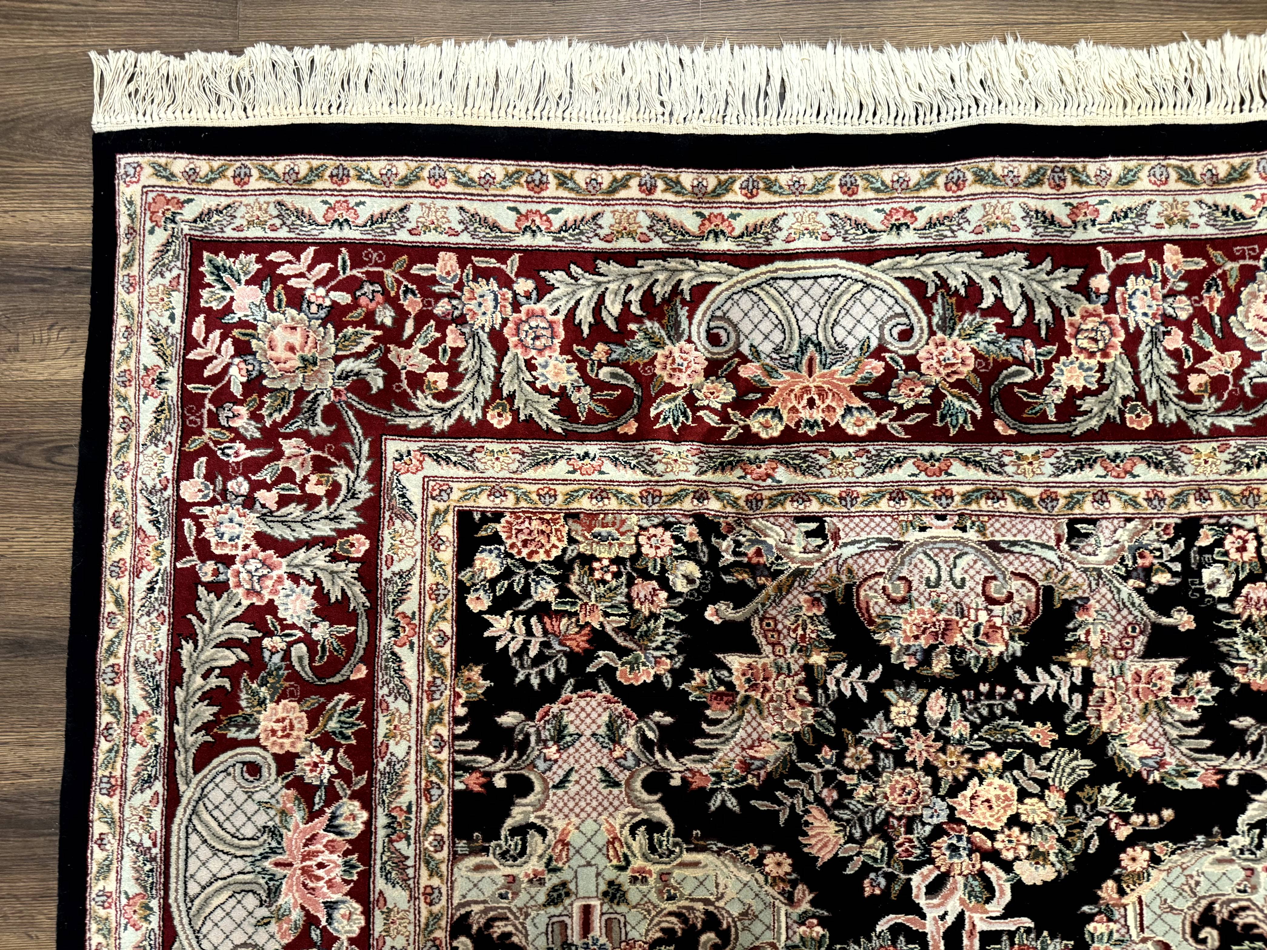 Sino Persian Rug 9x12, Black, Floral Bouquets - Jewel Rugs
