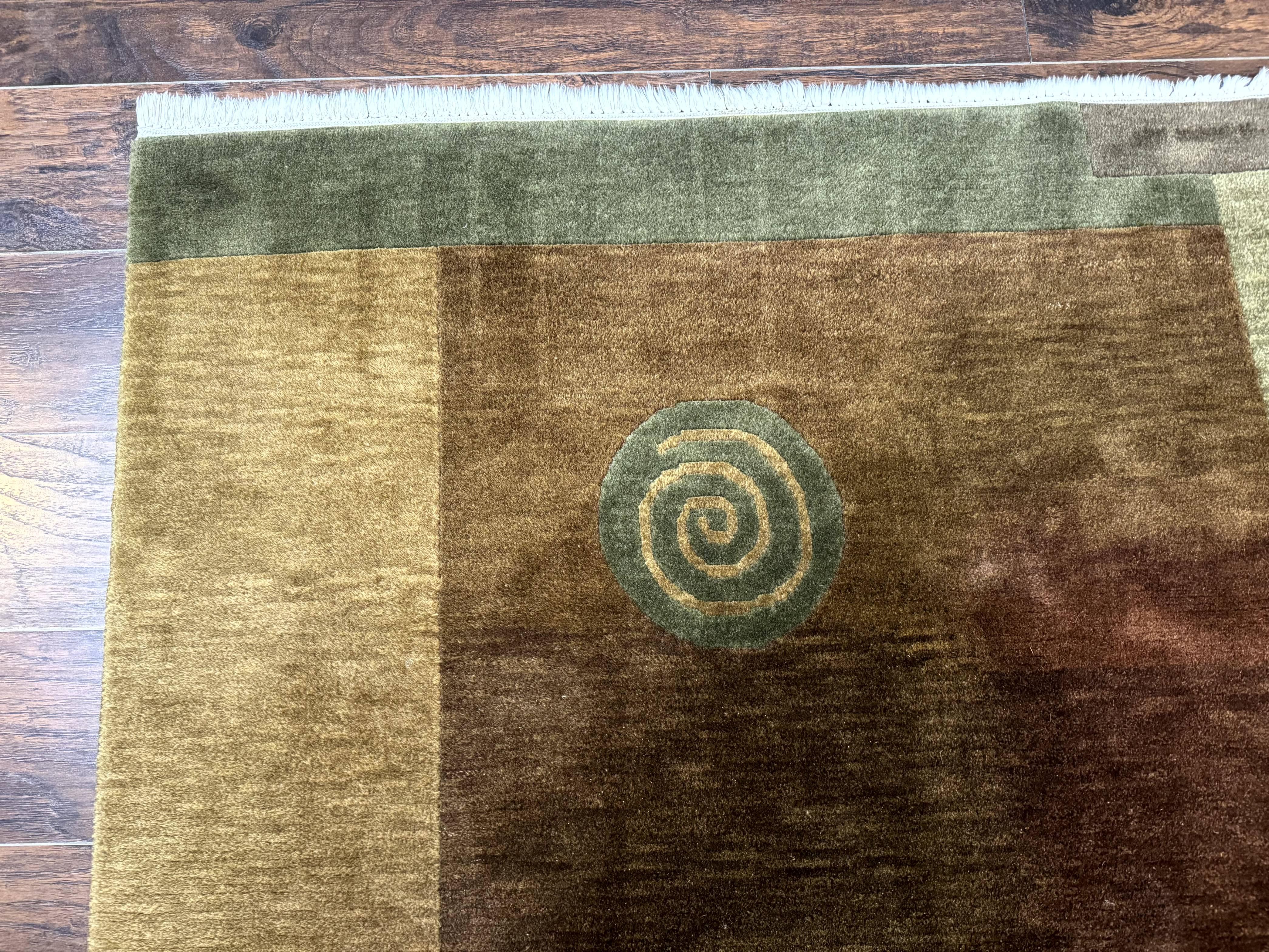 Tibetan Rug 8x10, Modern Nepali Carpet, Abstract Wool Area Rug, Contemporary - Jewel Rugs