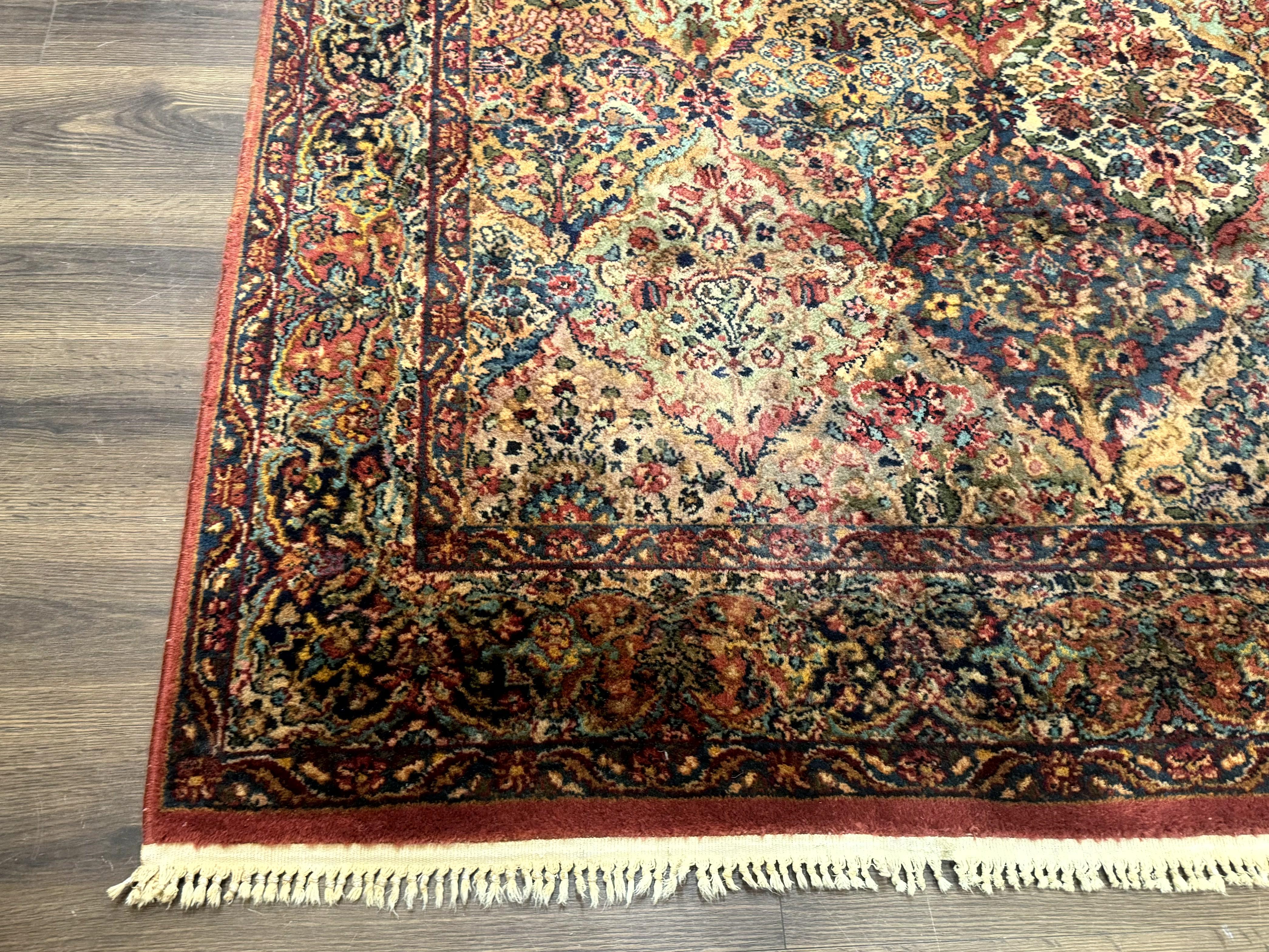 Karastan Rug 5.9 x 9, Multicolor Panel Kirman Rug #717, Wool Original Karastan Collection 700 Series - Jewel Rugs