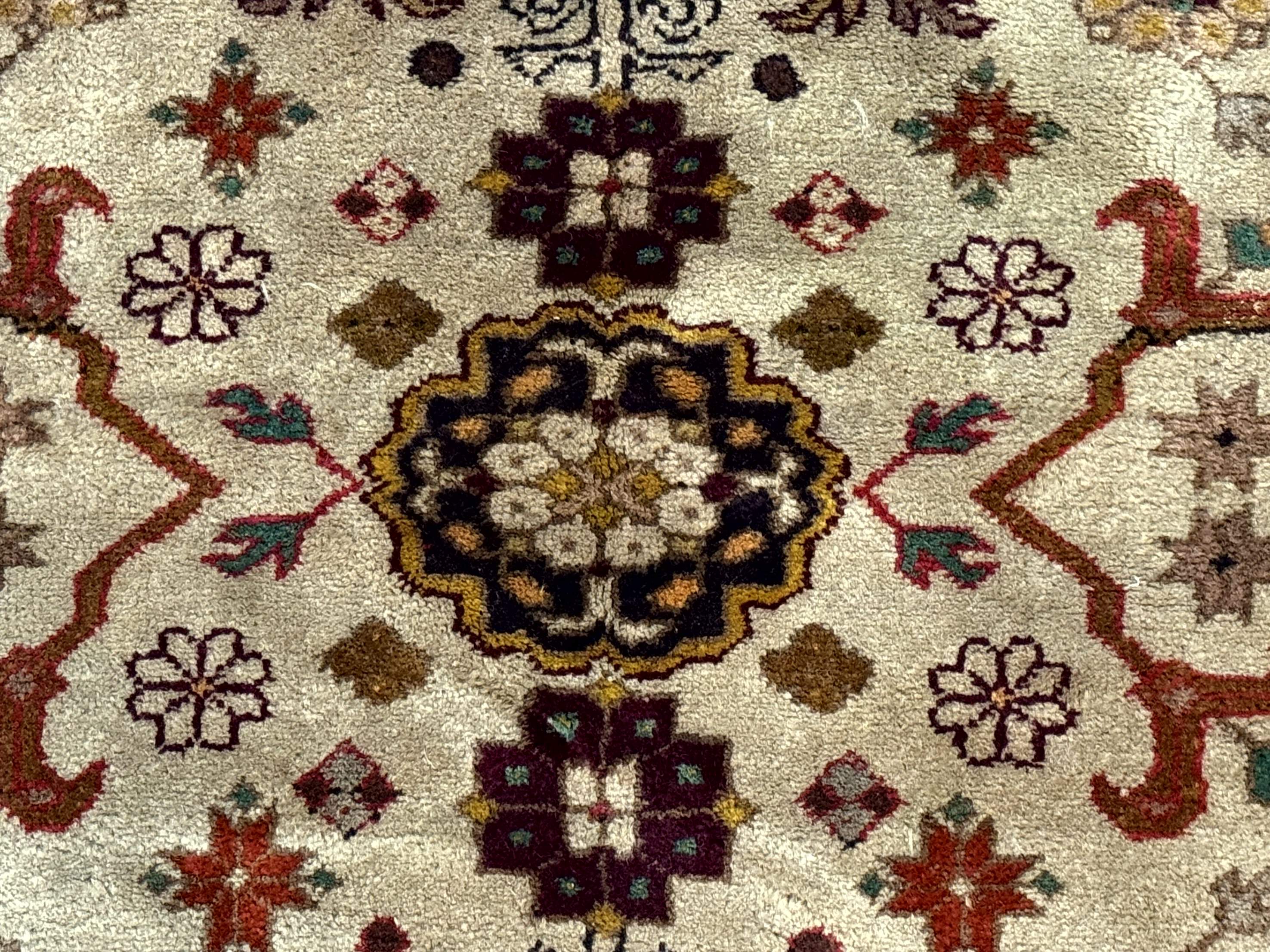 Small Egyptian Rug– Tan, Handmade Wool Vintage Accent Rug - Jewel Rugs