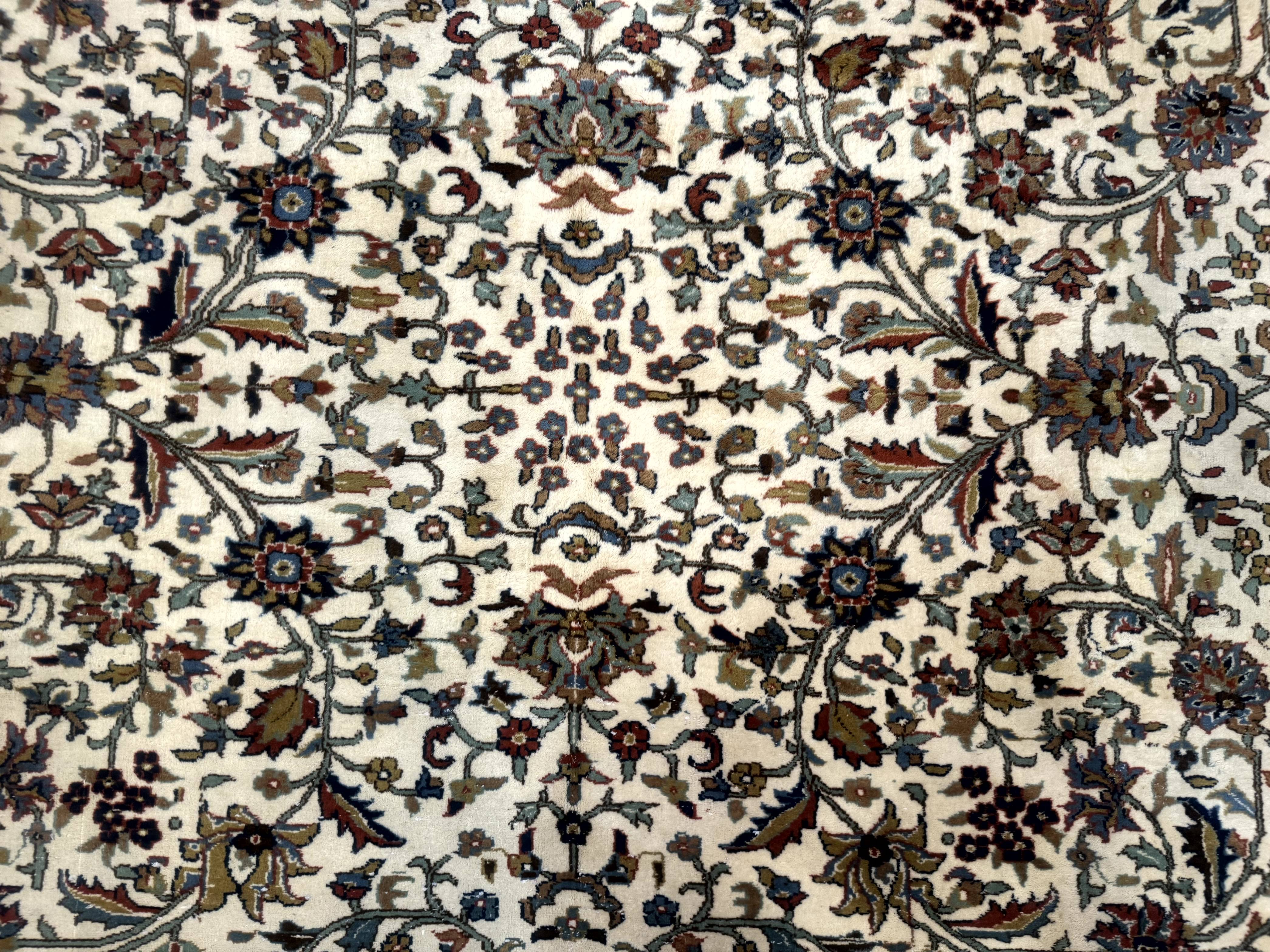 Indo Persian Rug 9x12, Ivory and Red, Traditional Wool Oriental Carpet - Jewel Rugs