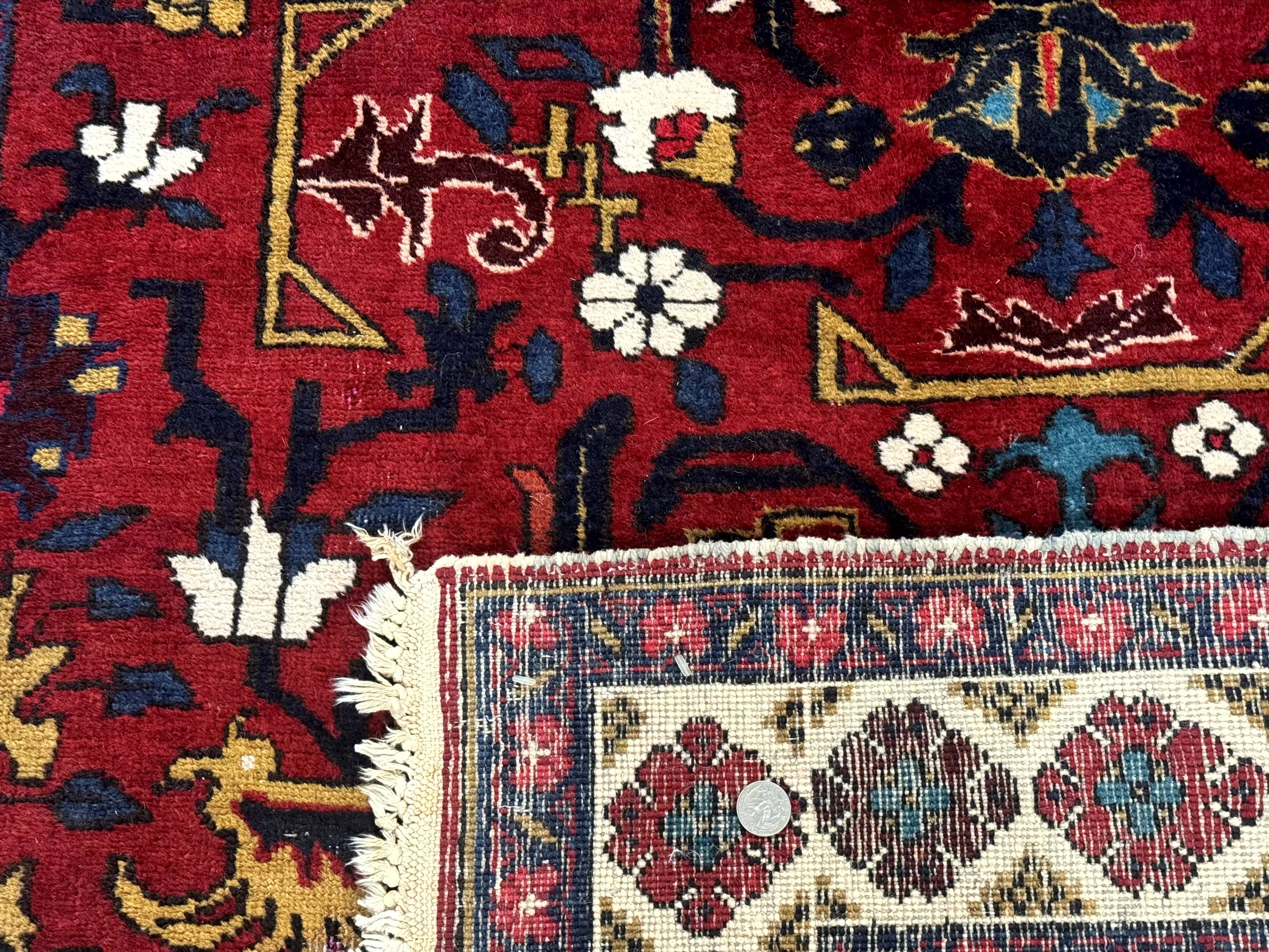 Persian Bakhtiari Rug 4.8 x 11, Wide Tribal Runner, Red Ivory and Blue, Vibrant Colors, Antique, Wool, Rare - Jewel Rugs