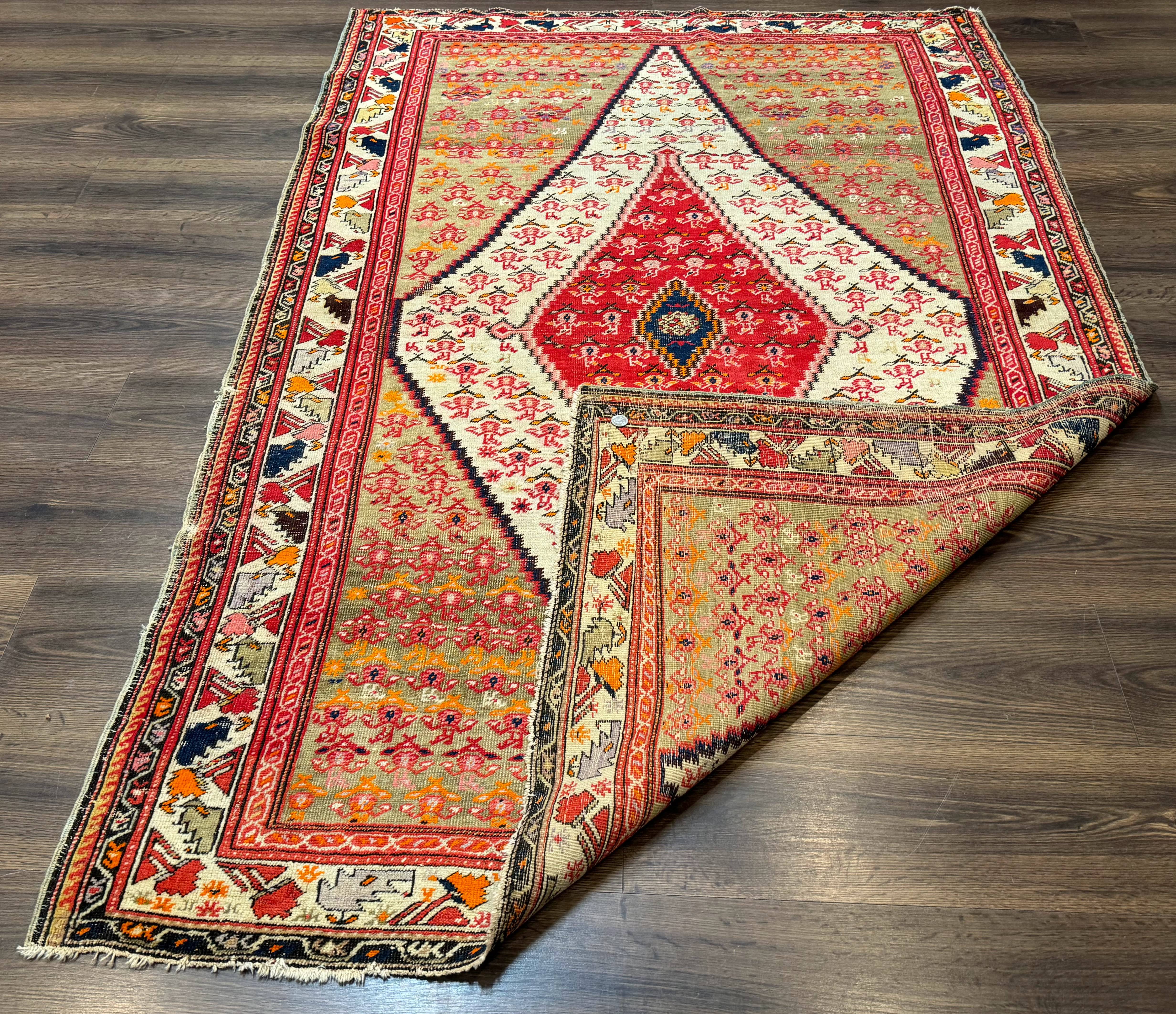 Antique Persian Malayer Rug 4x7, Tribal Senneh Carpet, Geometric, Diamond Design - Jewel Rugs