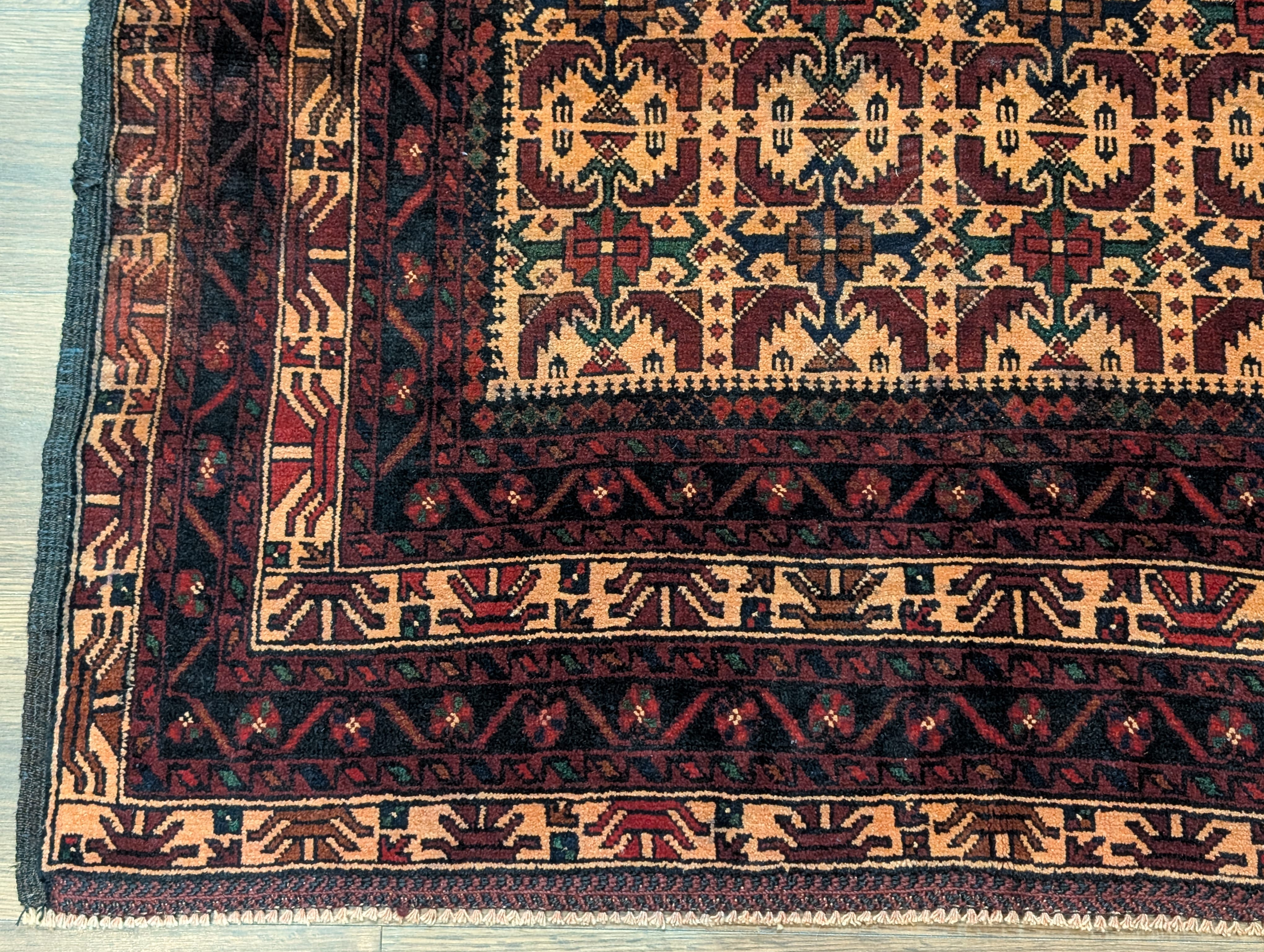 Afghan Baluch Rug 4x6, Tan, Tribal, Handmade, Wool, New - Jewel Rugs