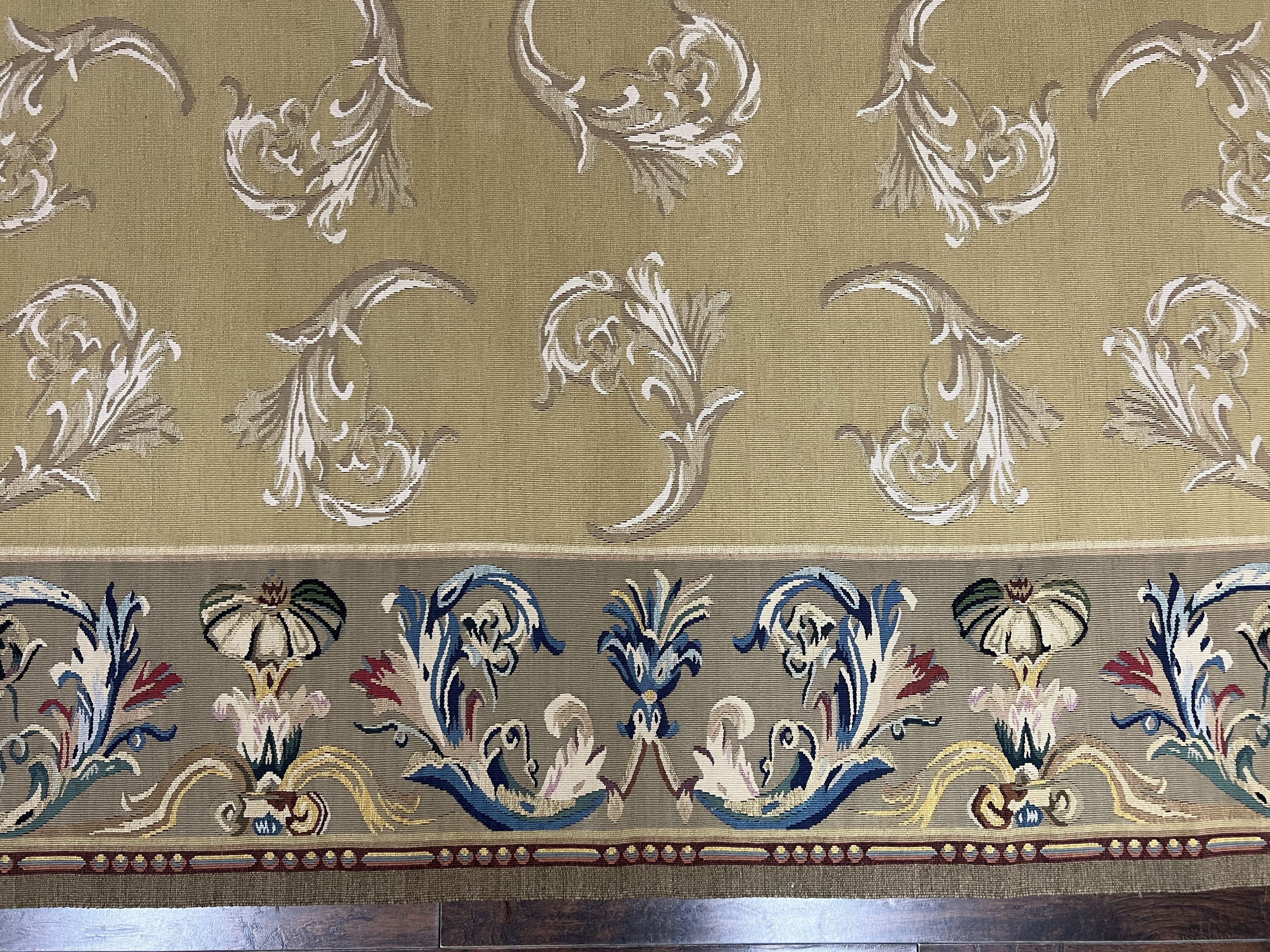 Vintage Aubusson Flatweave Area Rug 9x12, Aubusson Weave, Wool, Beige, Handmade, French European Design, 8'9" x 11'9" - Jewel Rugs