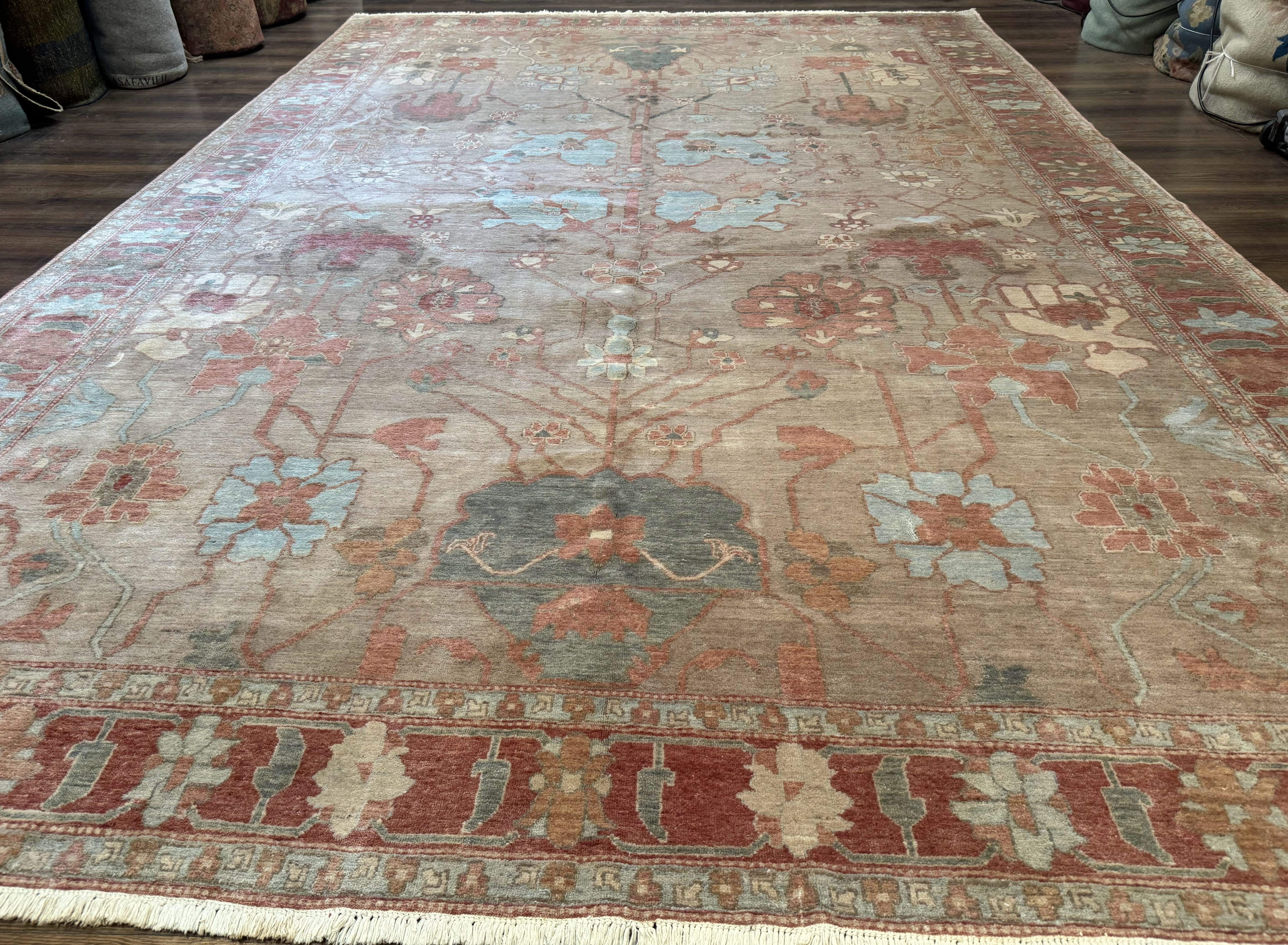 Turkish Oushak Rug 10x14, Rug for Modern Home, Soft Thick Pile, Muted Colors - Jewel Rugs