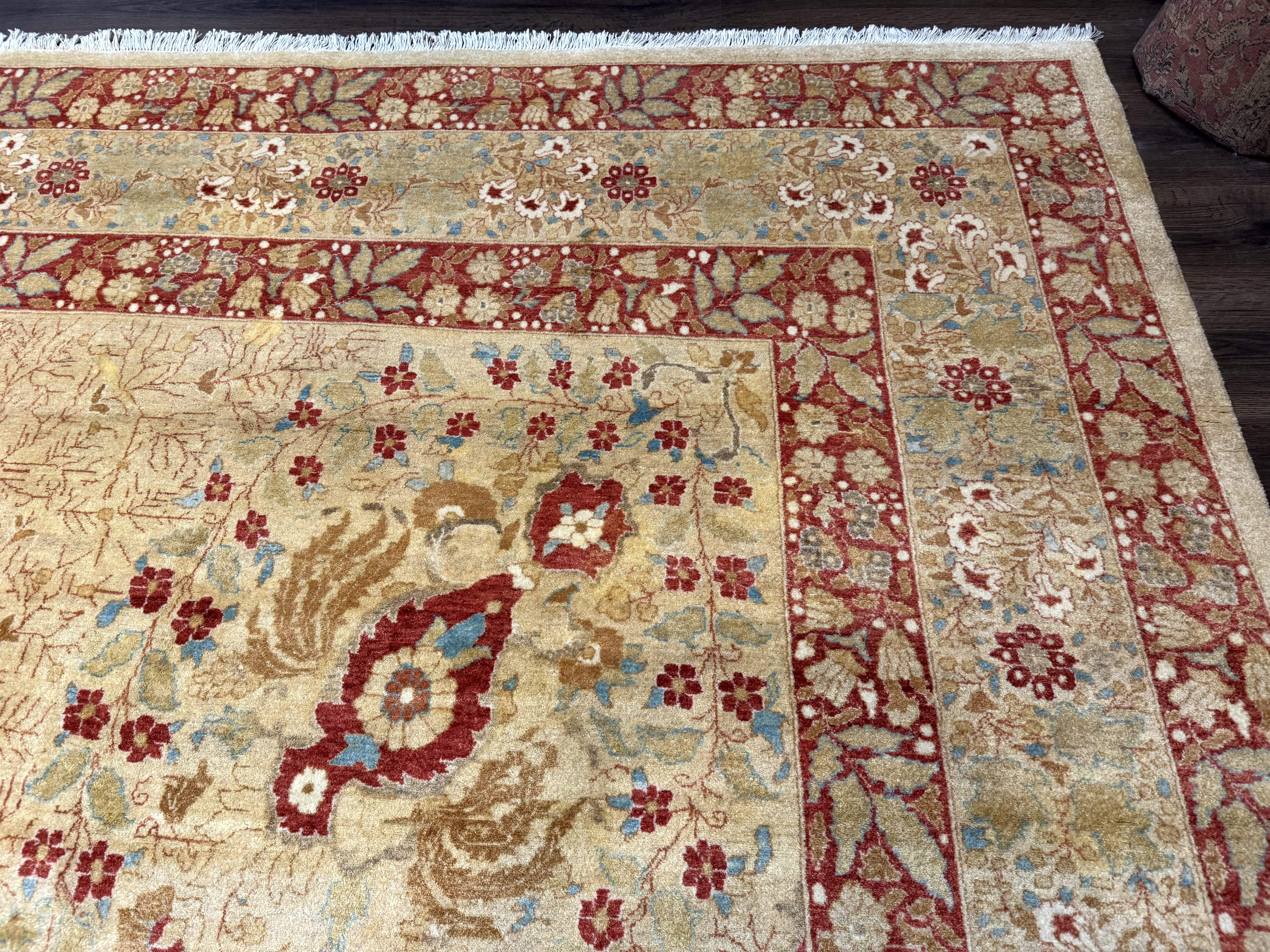 Palace Size Pak Persian Rug 13x17, Haji Jalili Design, Beige and Rust, Wool Hand Knotted, Fine 260 KPSI - Jewel Rugs