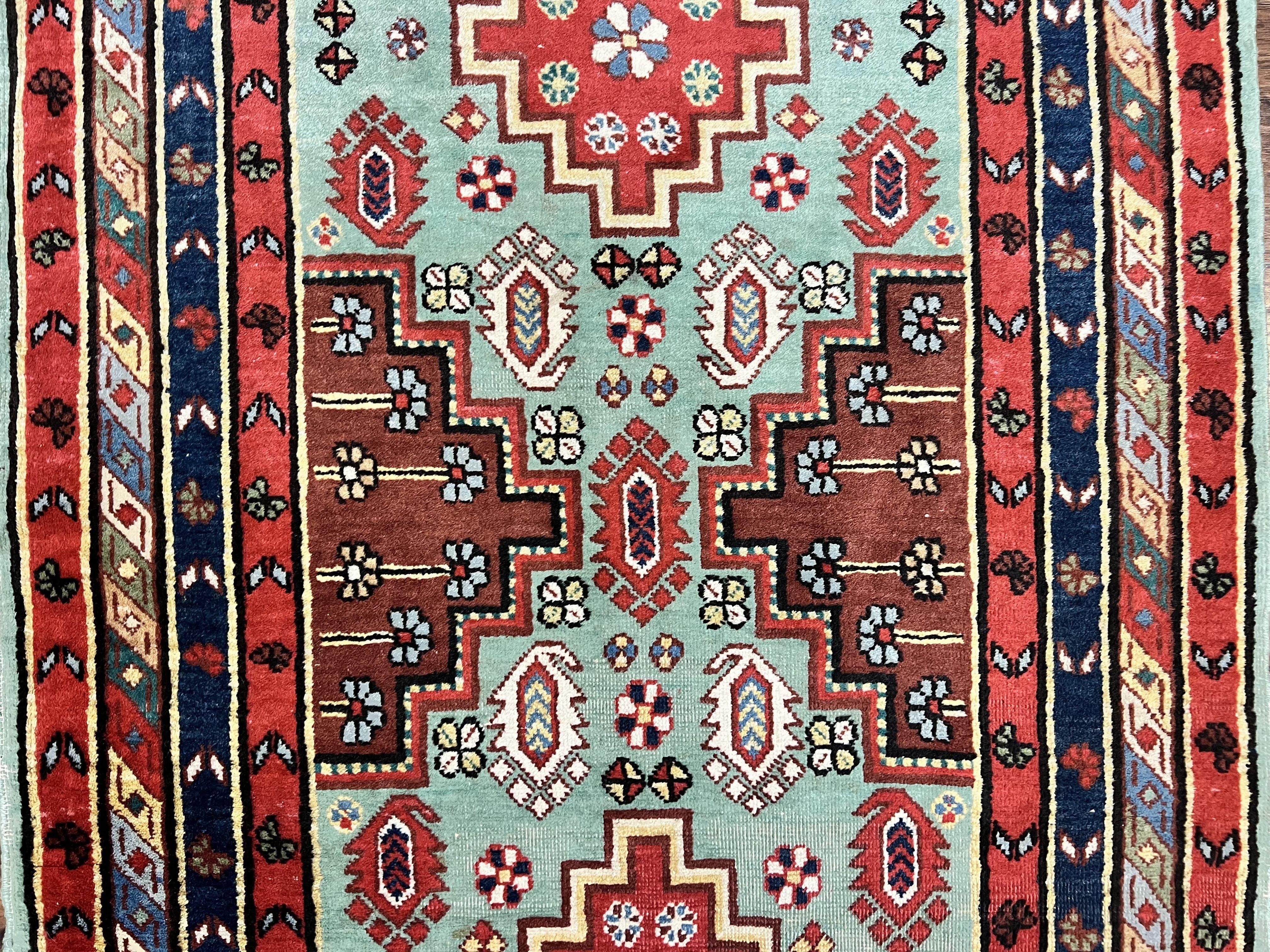 Colorful Turkish Rug 3x6, Geometric Heriz Oriental Carpet, Wool Hand Knotted Vintage Carpet, Oriental Rug 3 x 6 - Jewel Rugs