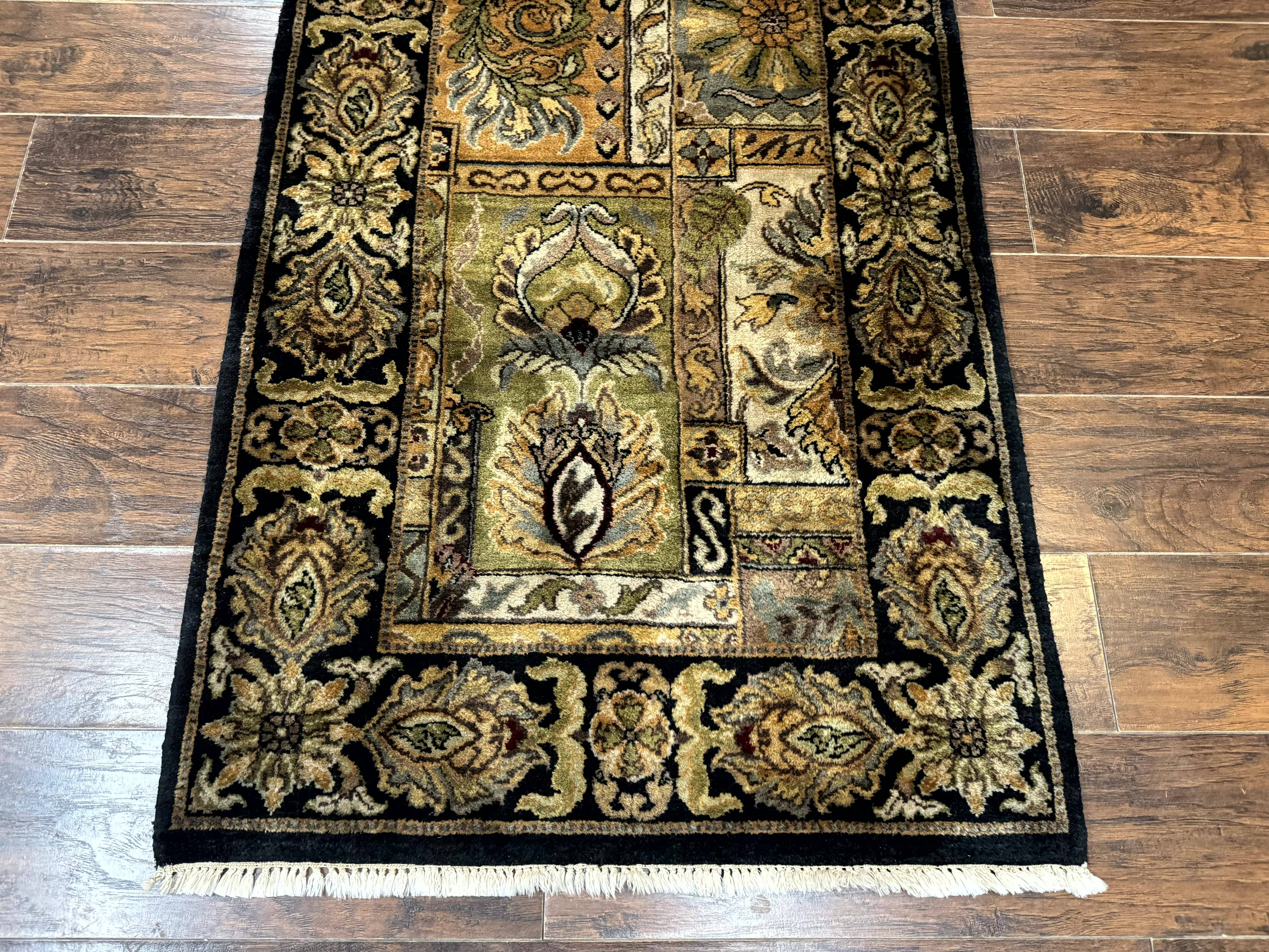 Indian Runner Rug 3x14, Panel Design, Oriental Carpet for Hallway - Jewel Rugs