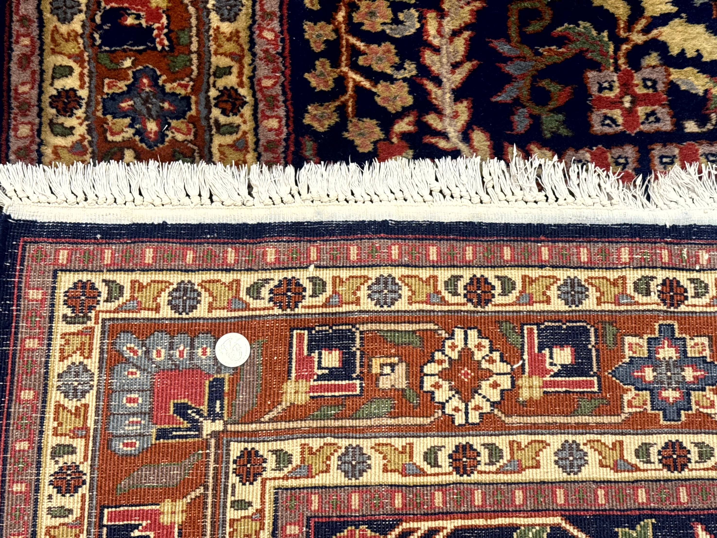 Indo Persian Sarouk Rug 4x6, Blue and Rust Red - Jewel Rugs