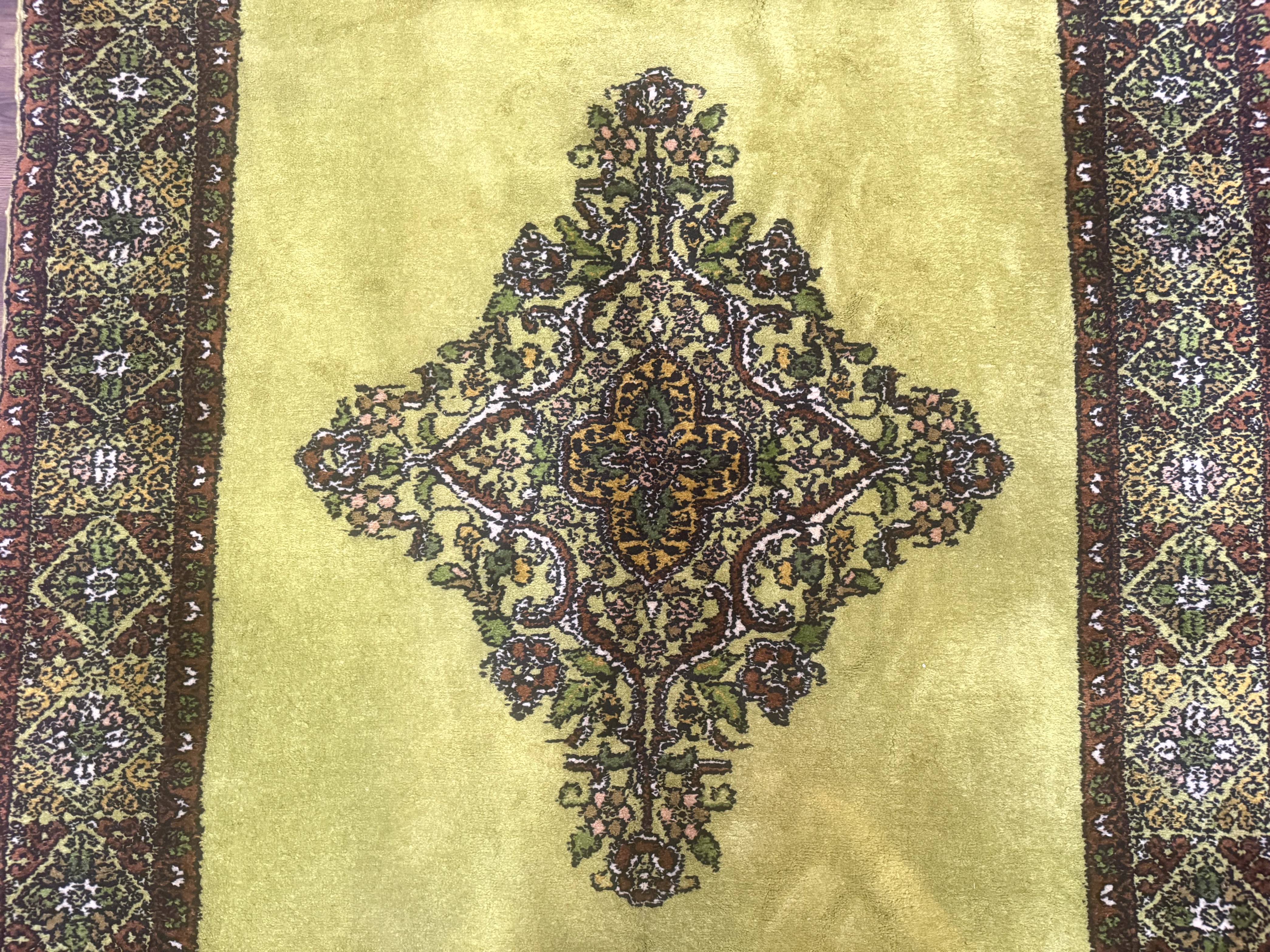 Moroccan Rug 6x8, Semi Open Field, Vintage, Lime Green, Wool Carpet - Jewel Rugs