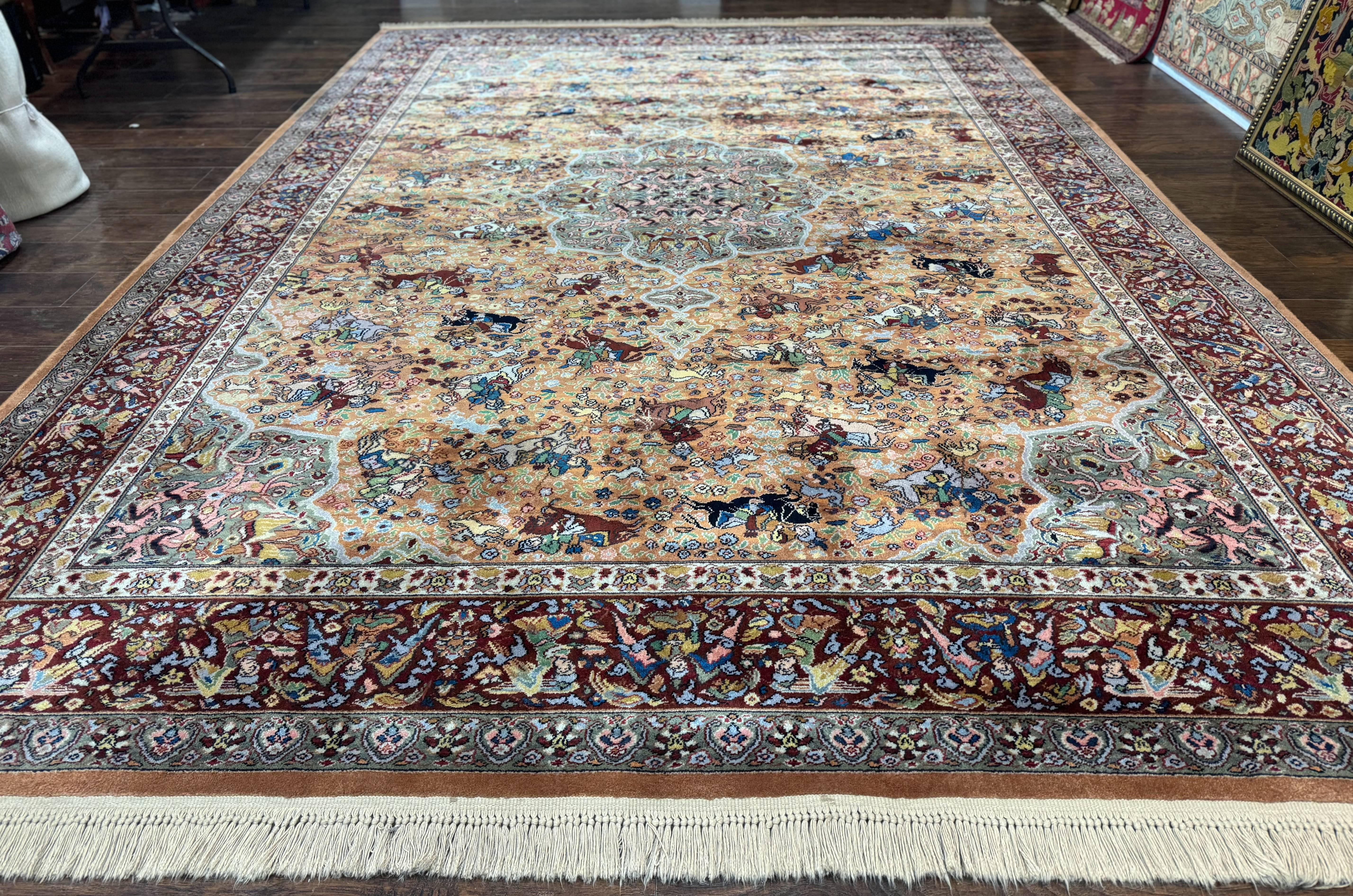 Karastan Rug 10x14 Persian Hunting Rug #723, Wool Pile Karastan Area Rug, Discontinued Original 700 Series Karastan Carpet, Room Sized - Jewel Rugs