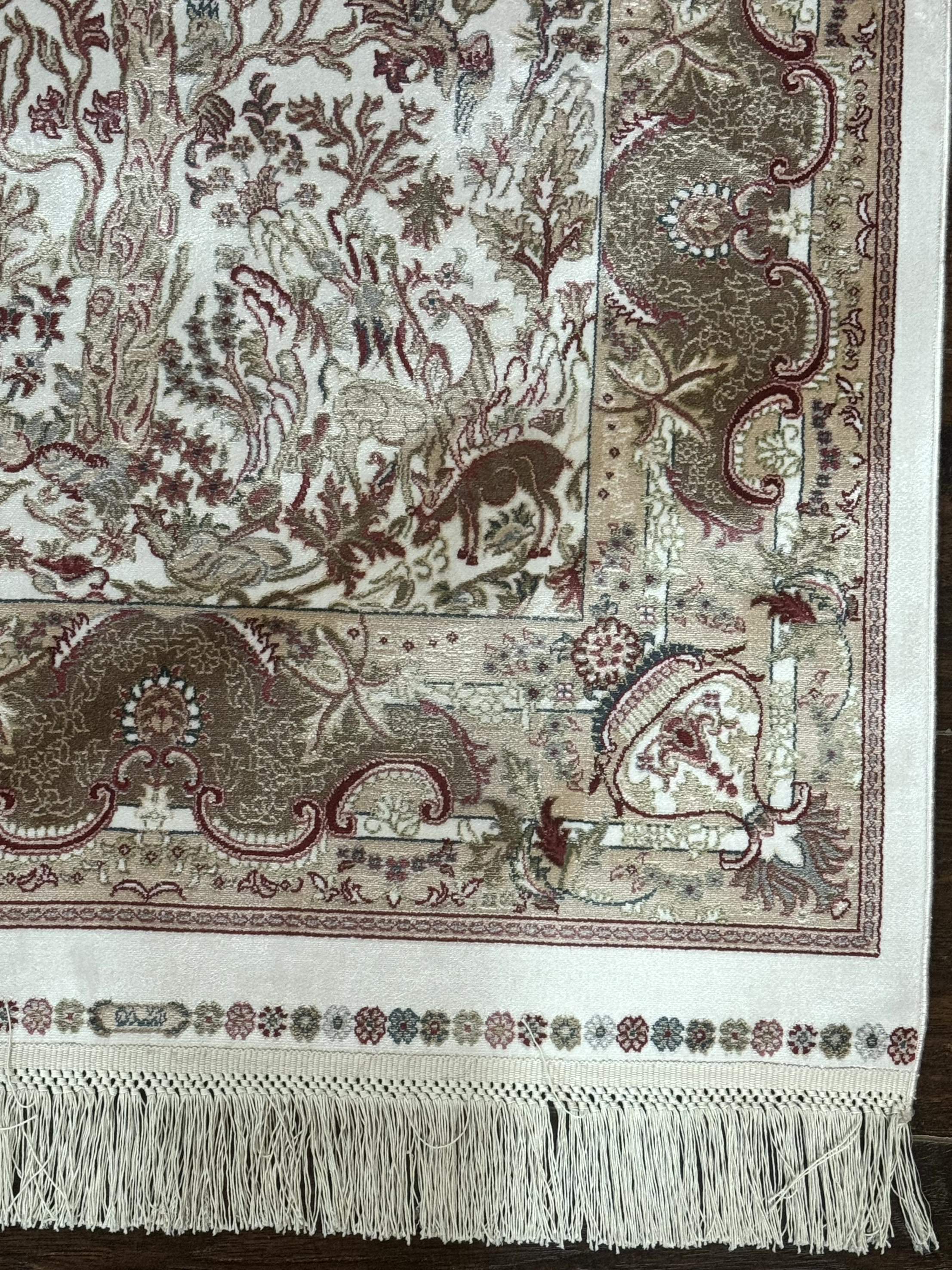 Tree of Life Turkish Silk Rug 2.6 x 4, Ivory, Bamboo Silk - Jewel Rugs