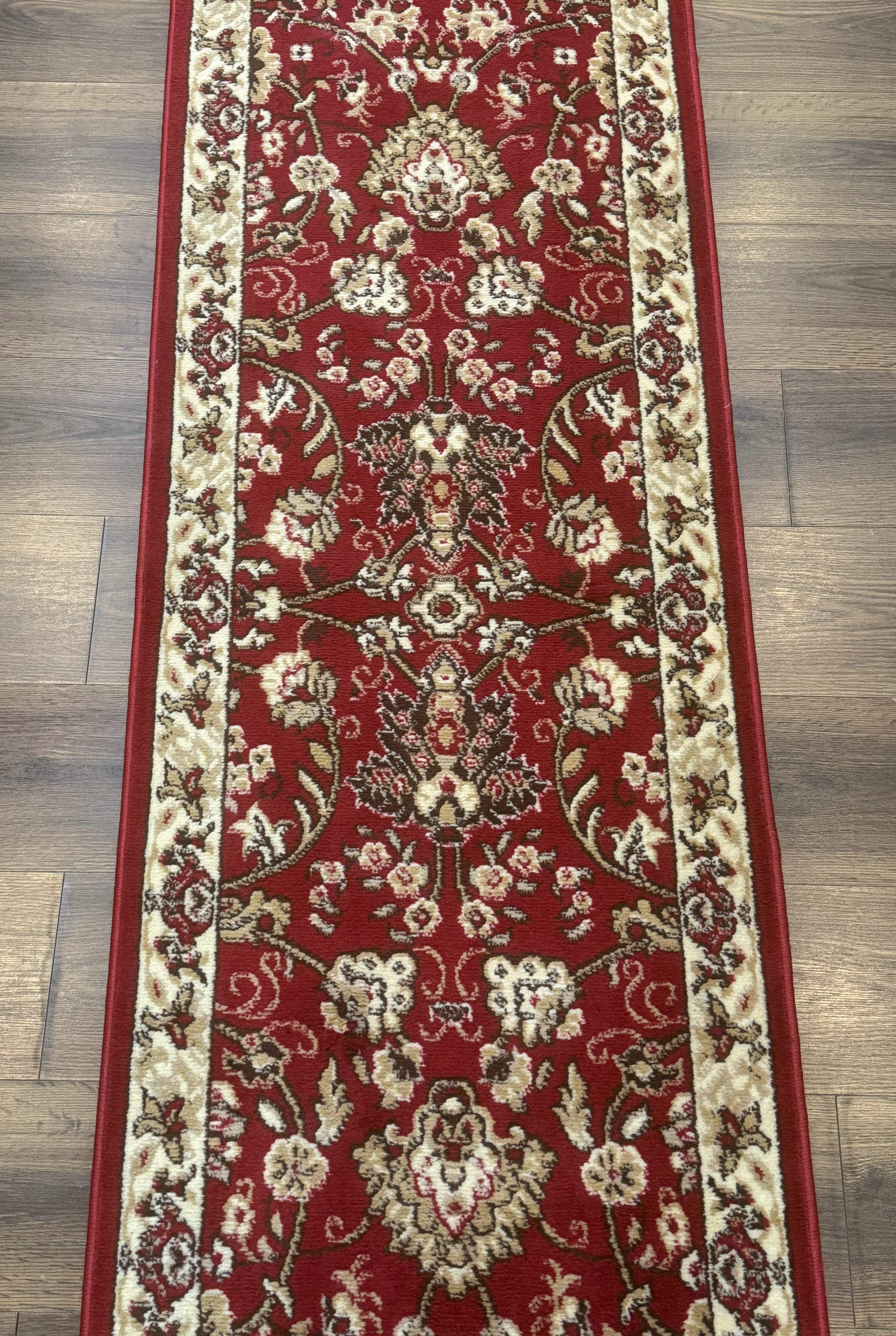 Oriental Runner Rug 2 x 8, Red and Ivory, Floral, 8ft Runner for Hallway - Jewel Rugs