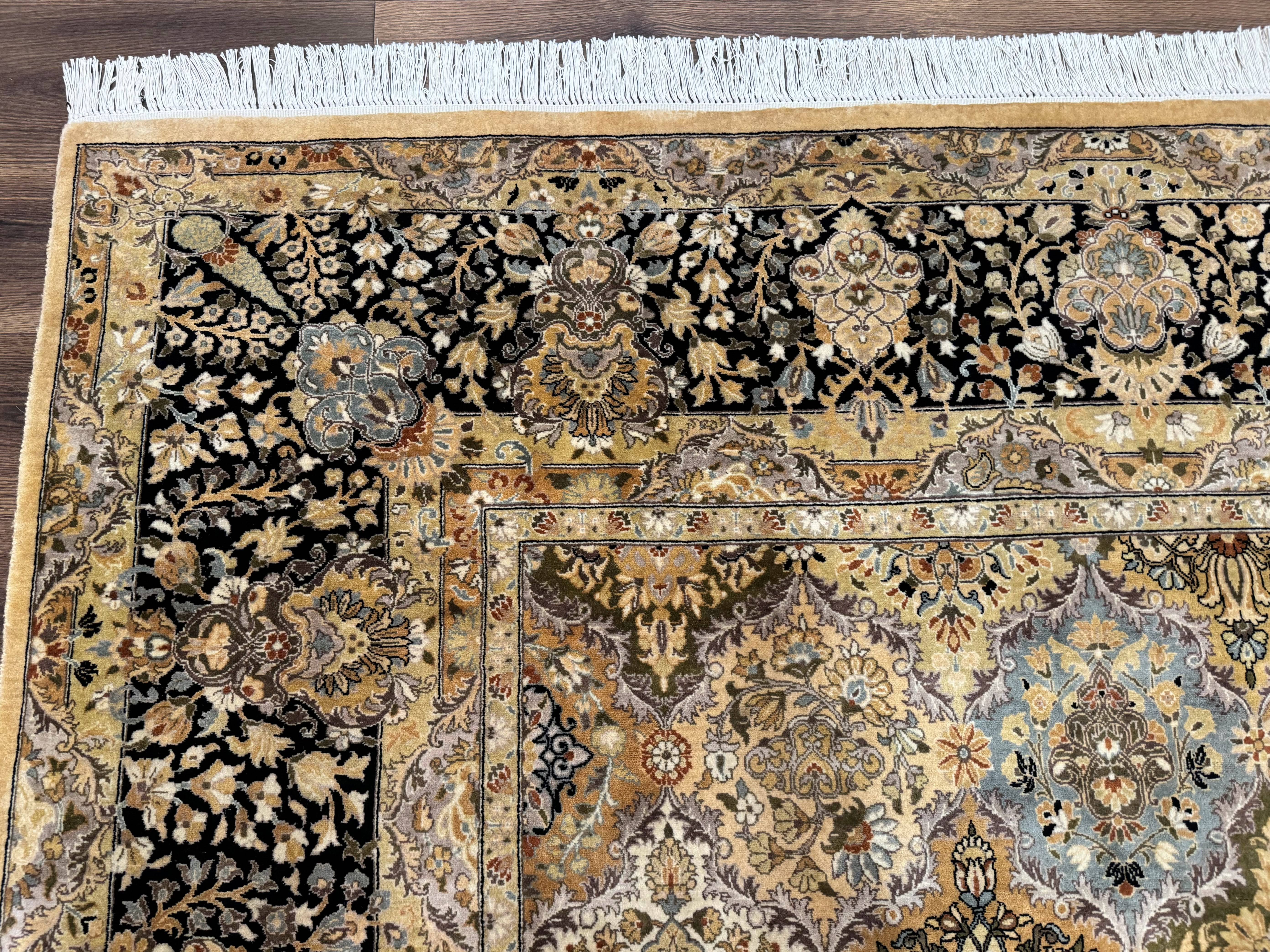 Pakistani Persian Rug 9x12, Multicolor Panel Design, Tan-Gold, Fine 270 KPSI - Jewel Rugs