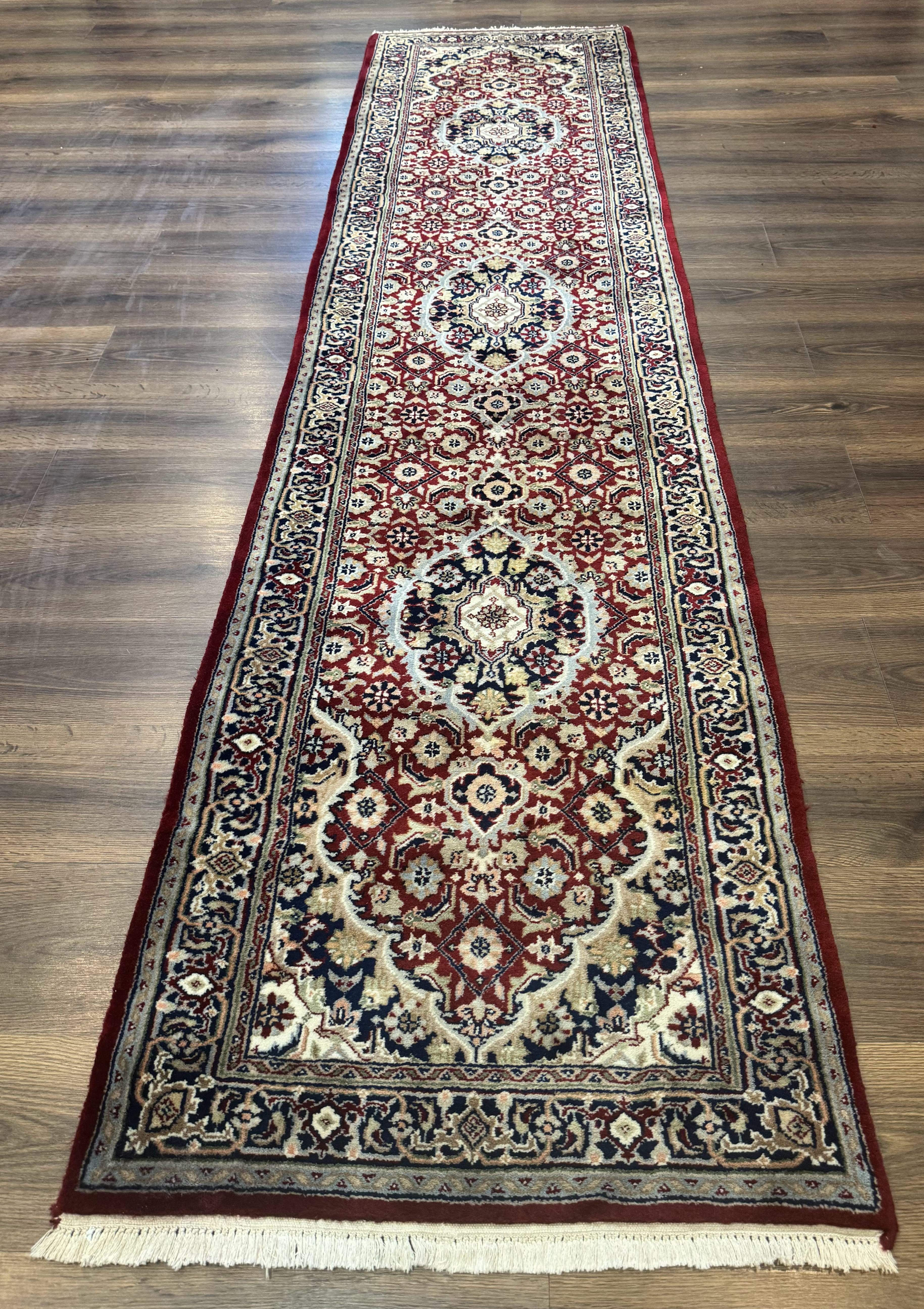 Indo Persian Sarouk Runner Rug 2.6 x 10, Floral Medallions, Traditional, Wool - Jewel Rugs