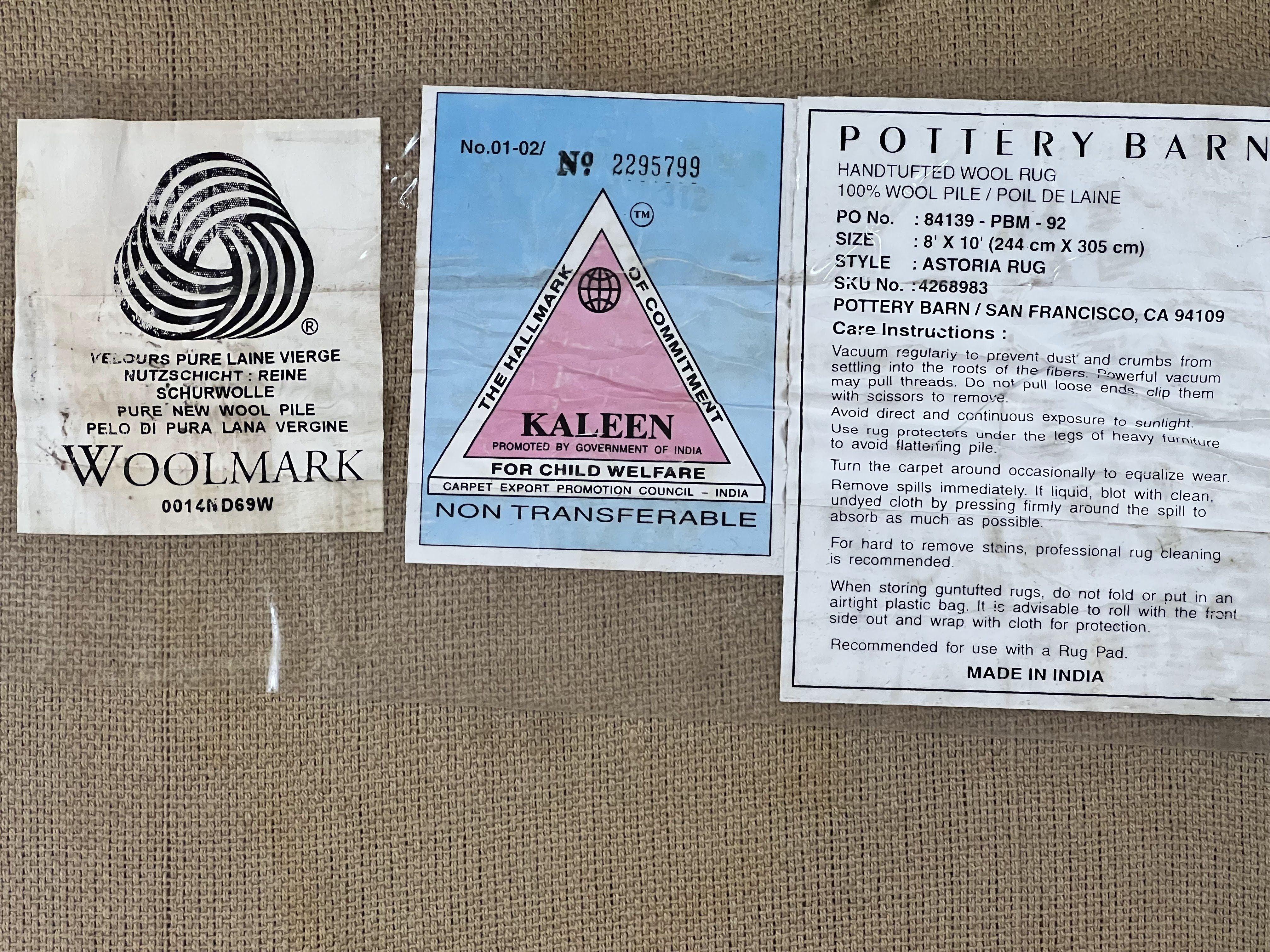 Pottery Barn Rug 8x10, Wool Hand Tufted Vintage Indian Carpet, Room Sized Wool Pile Floral Rug - Jewel Rugs