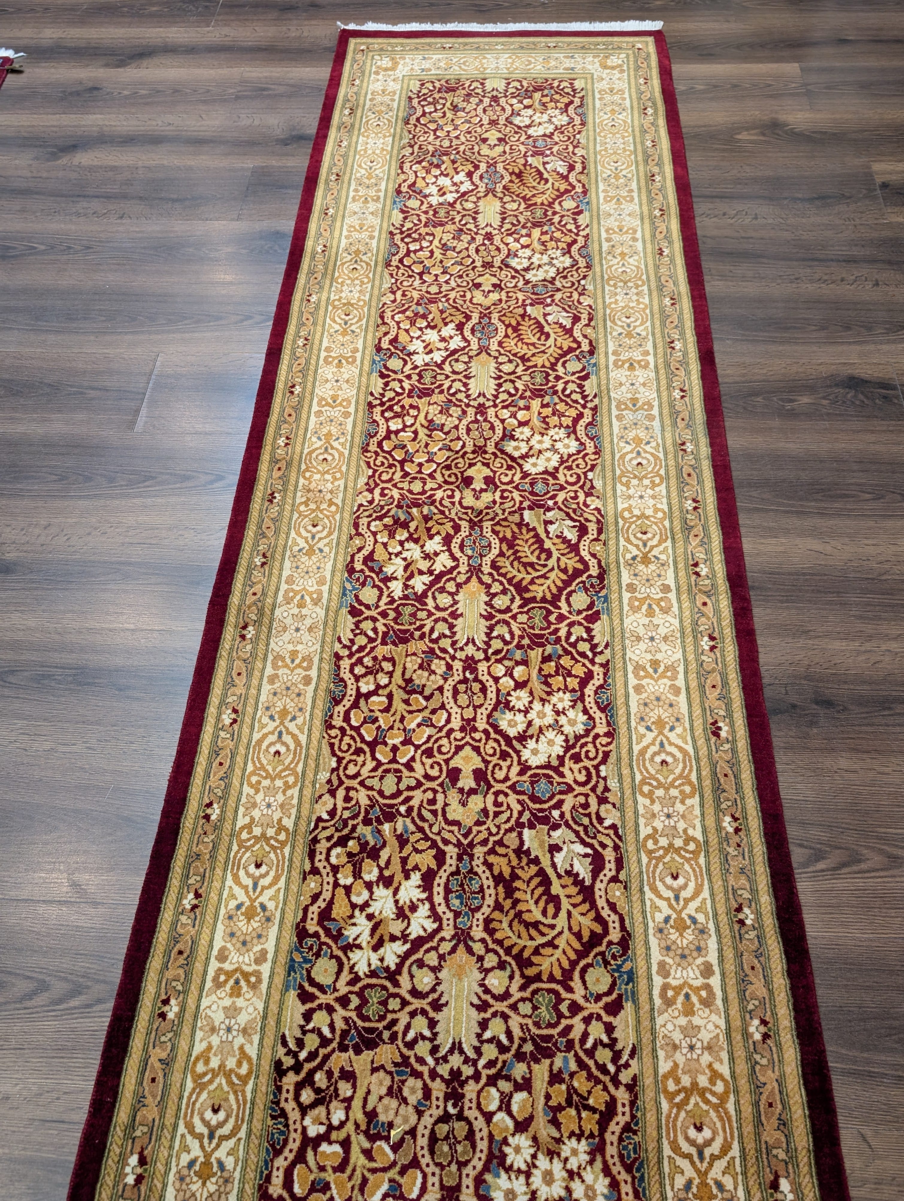 Pak Persian Runner 3 x 9 ft, Allover Pattern Wool Carpet, Dark Red, 225 KPSI - Jewel Rugs