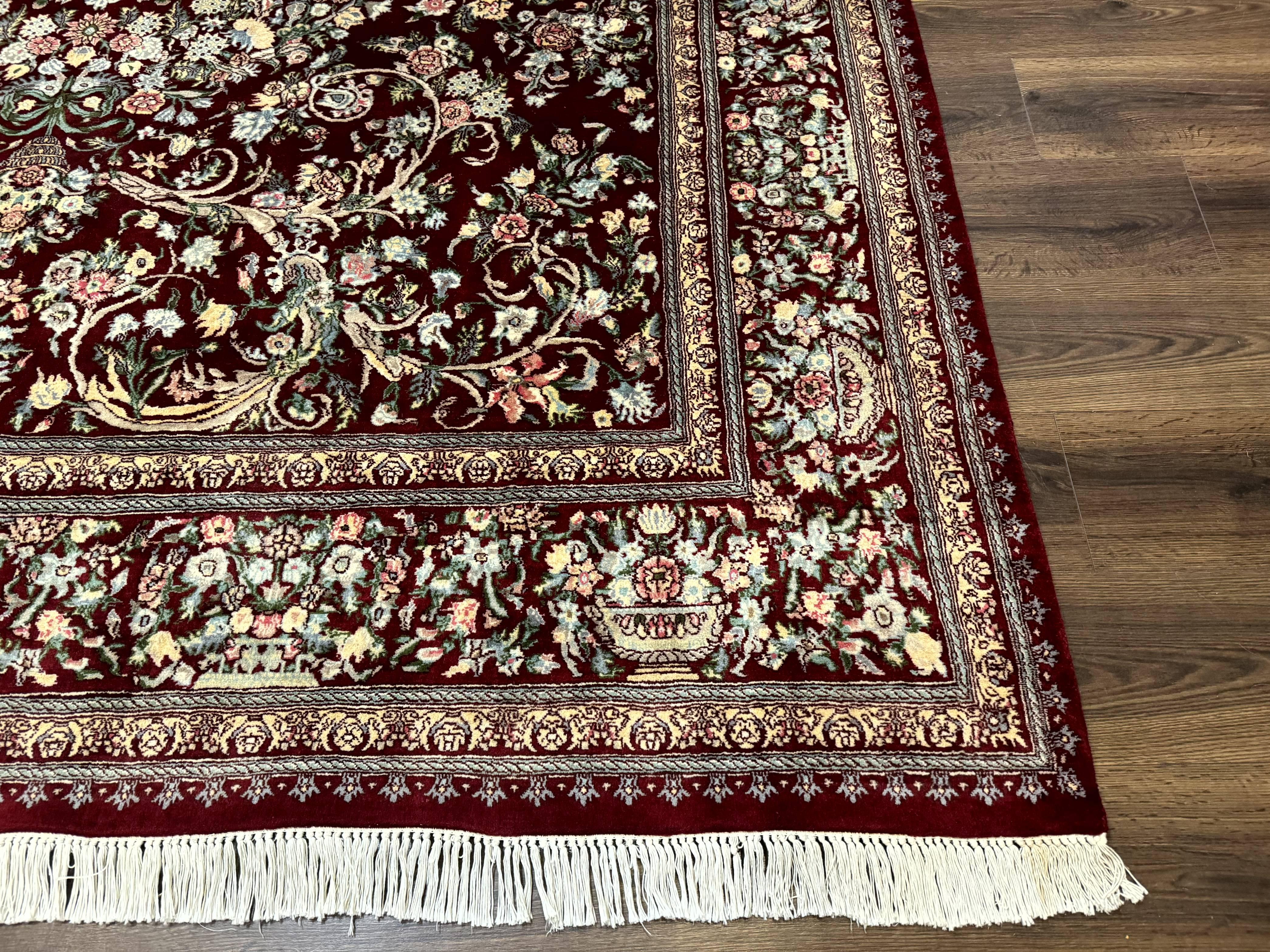 Burgundy Persian Rug 8x10, Pak Persian Floral Carpet, Very Fine 300 KPSI - Jewel Rugs