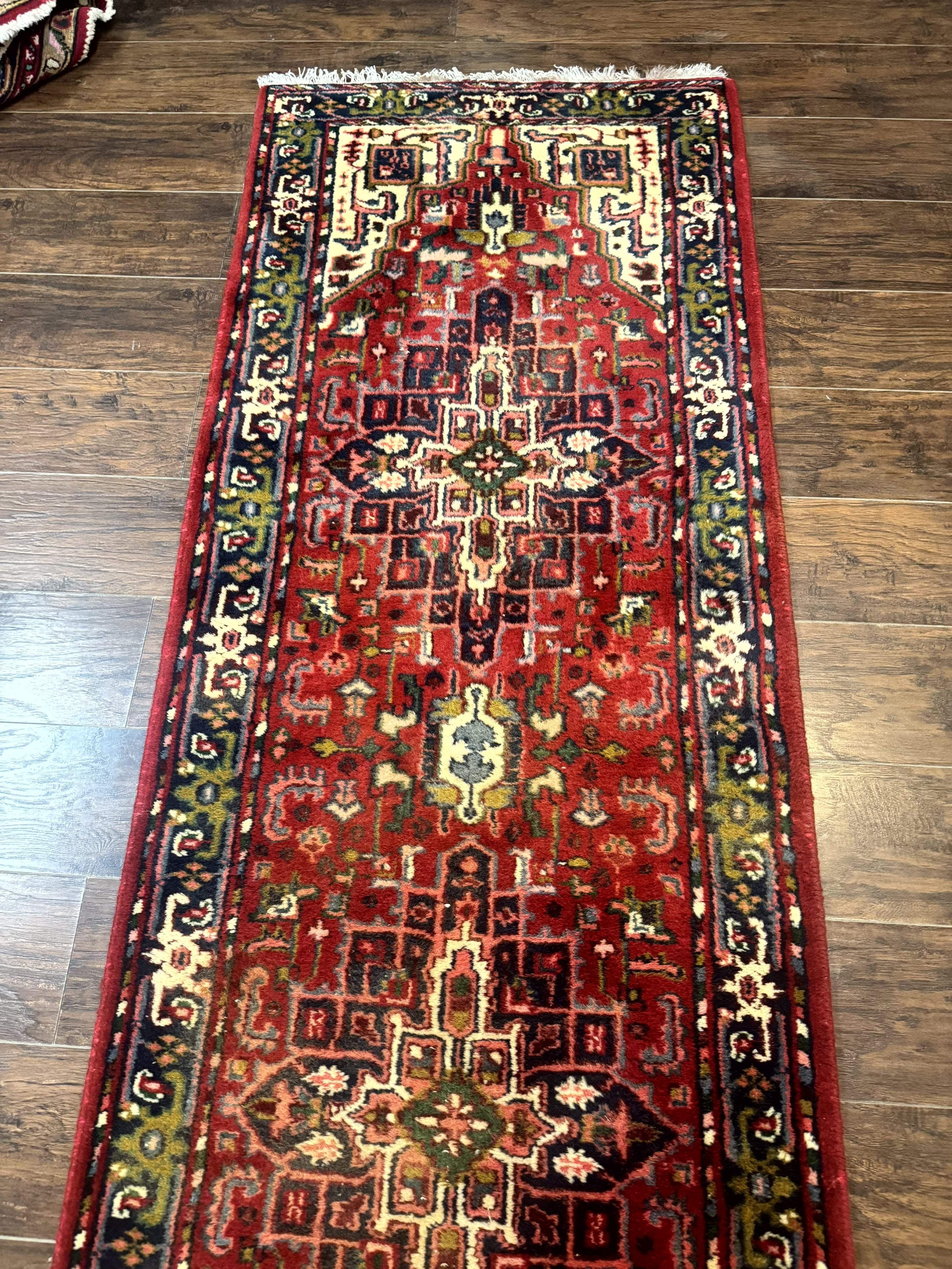 Indo Persian Heriz Runner Rug 3 x 17, Geometric Long Runner Carpet for Hallway, Medallions, Wool Runner Rug 3x17 - Jewel Rugs