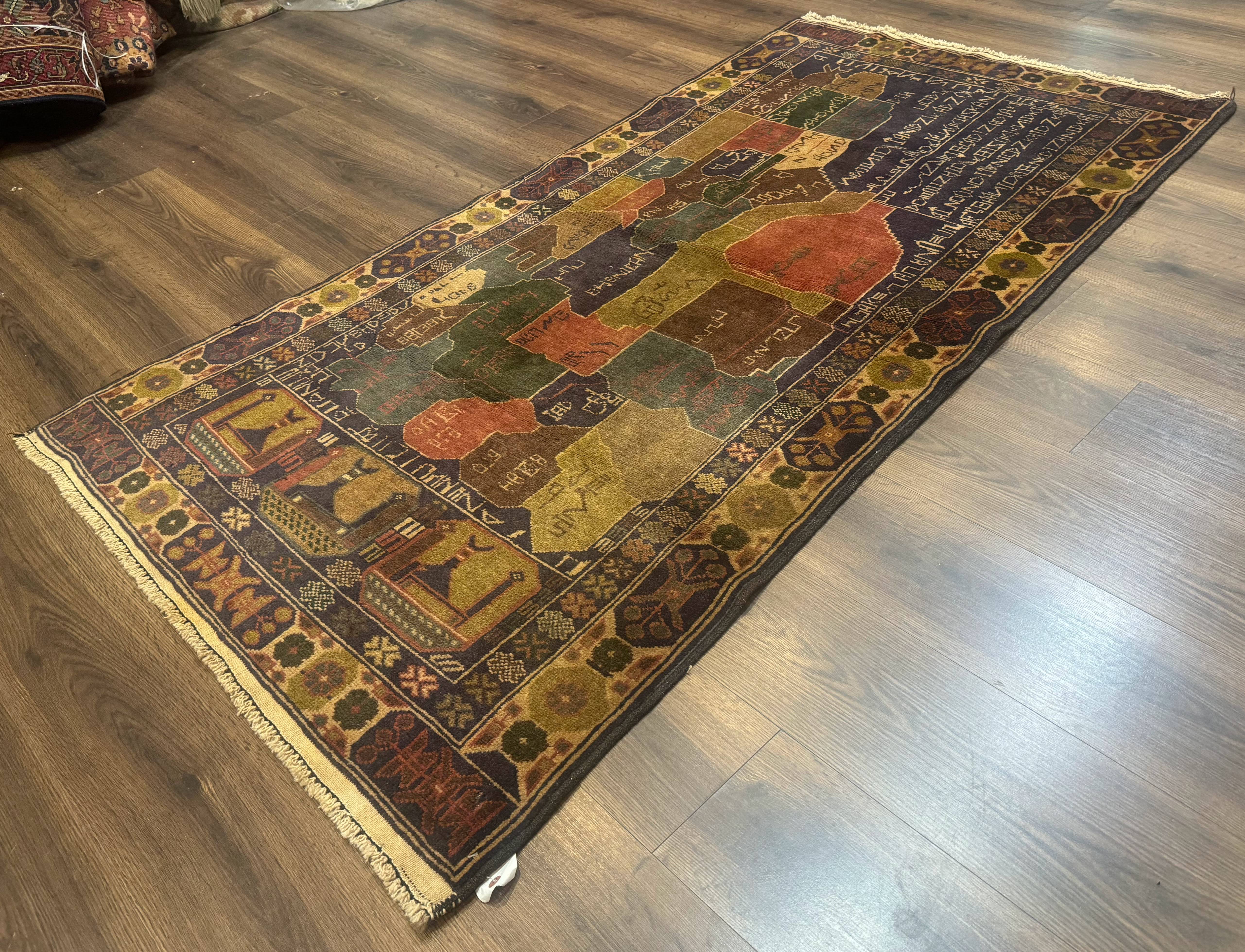 Afghan Rug 4x7, Map of Afghanistan, Tribal Rug, Balouch Rug, New - Jewel Rugs