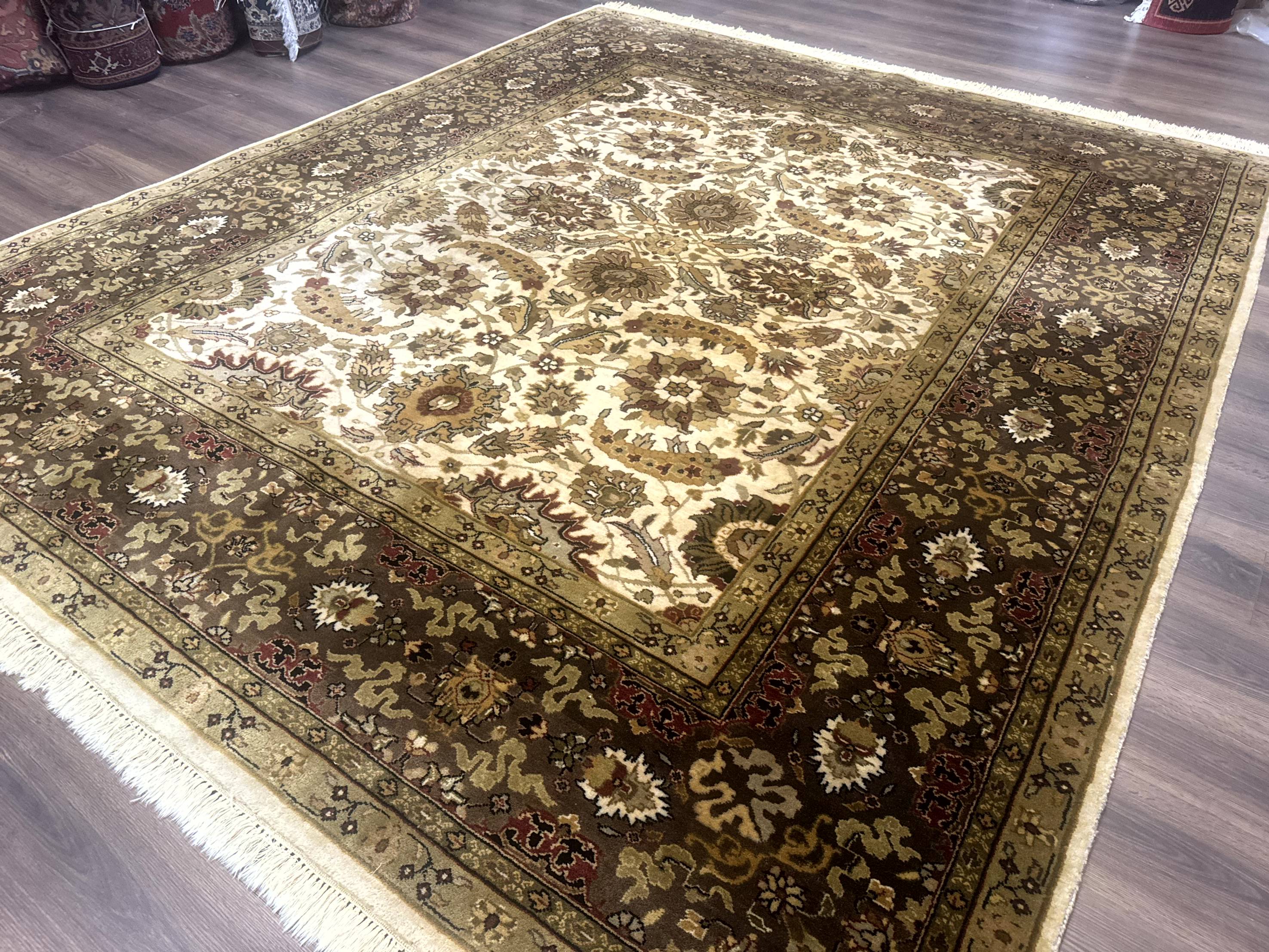 Indo Persian Mahal Rug 8x10, Floral Traditional Wool Oriental Carpet - Jewel Rugs