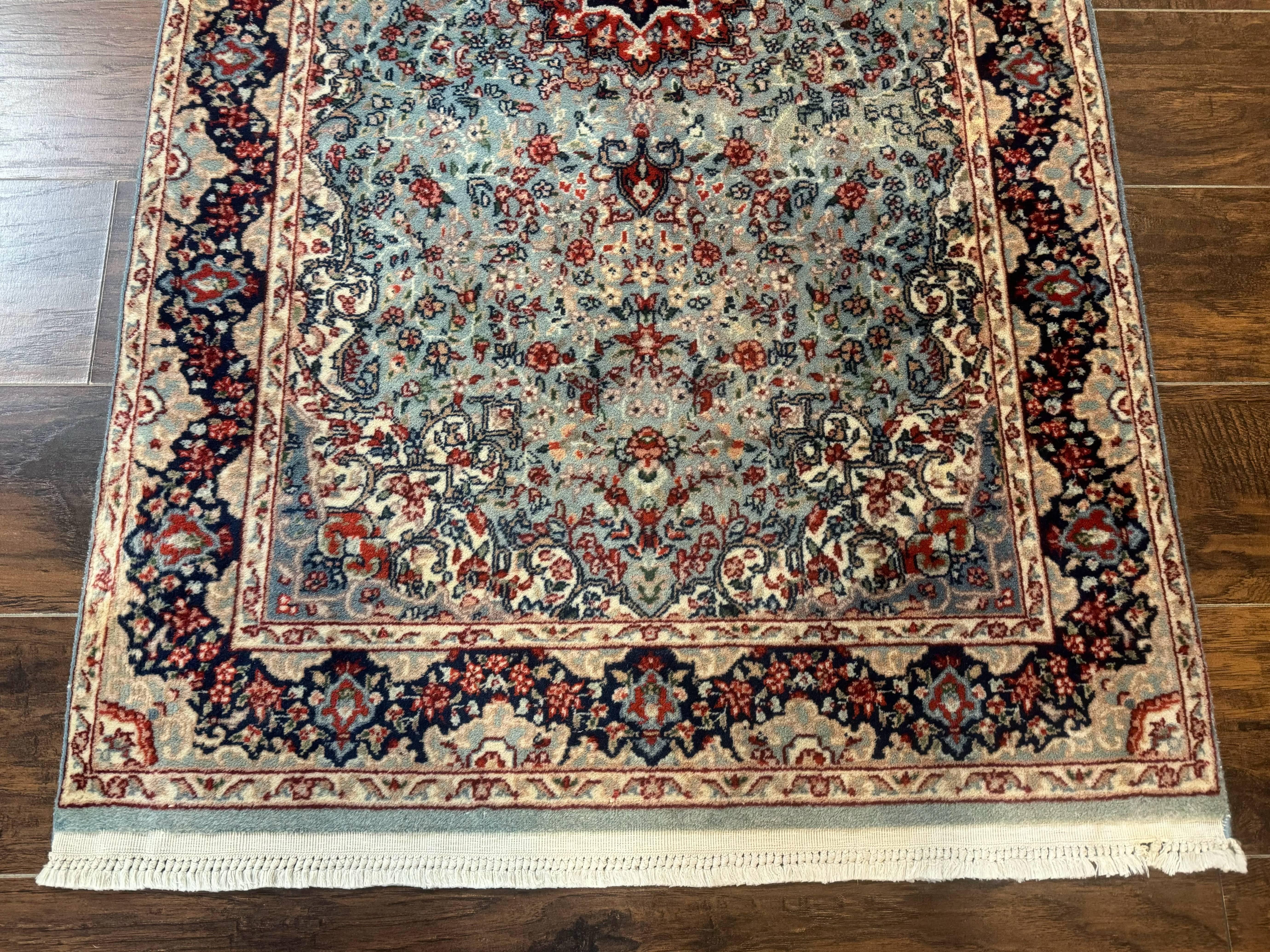 Indo Persian Kerman Rug 3x5, Light Blue, Floral Medallion - Jewel Rugs