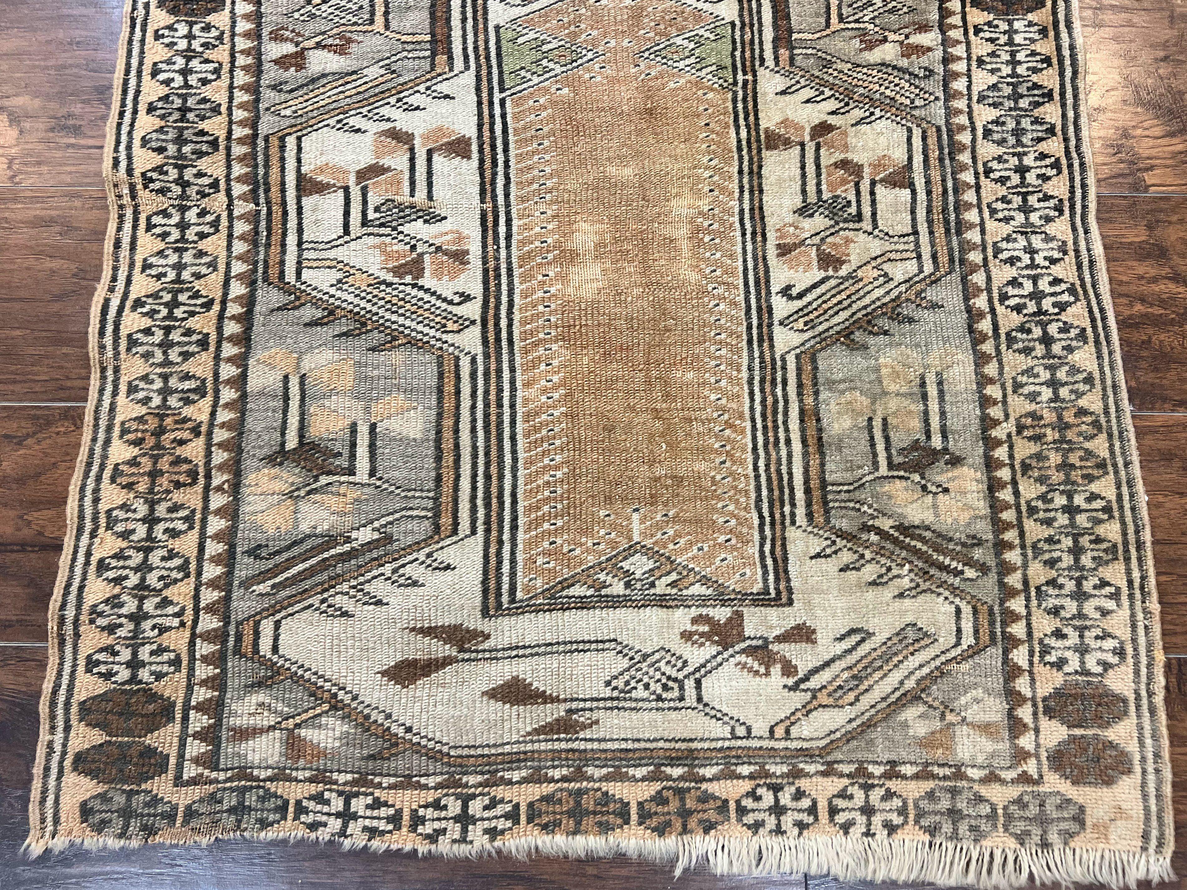 Turkish Kazak Rug 3x3, Wool Hand Knotted Antique Carpet, 3ft Square Area Rug, Boho Rug, Small Geometric Rug - Jewel Rugs