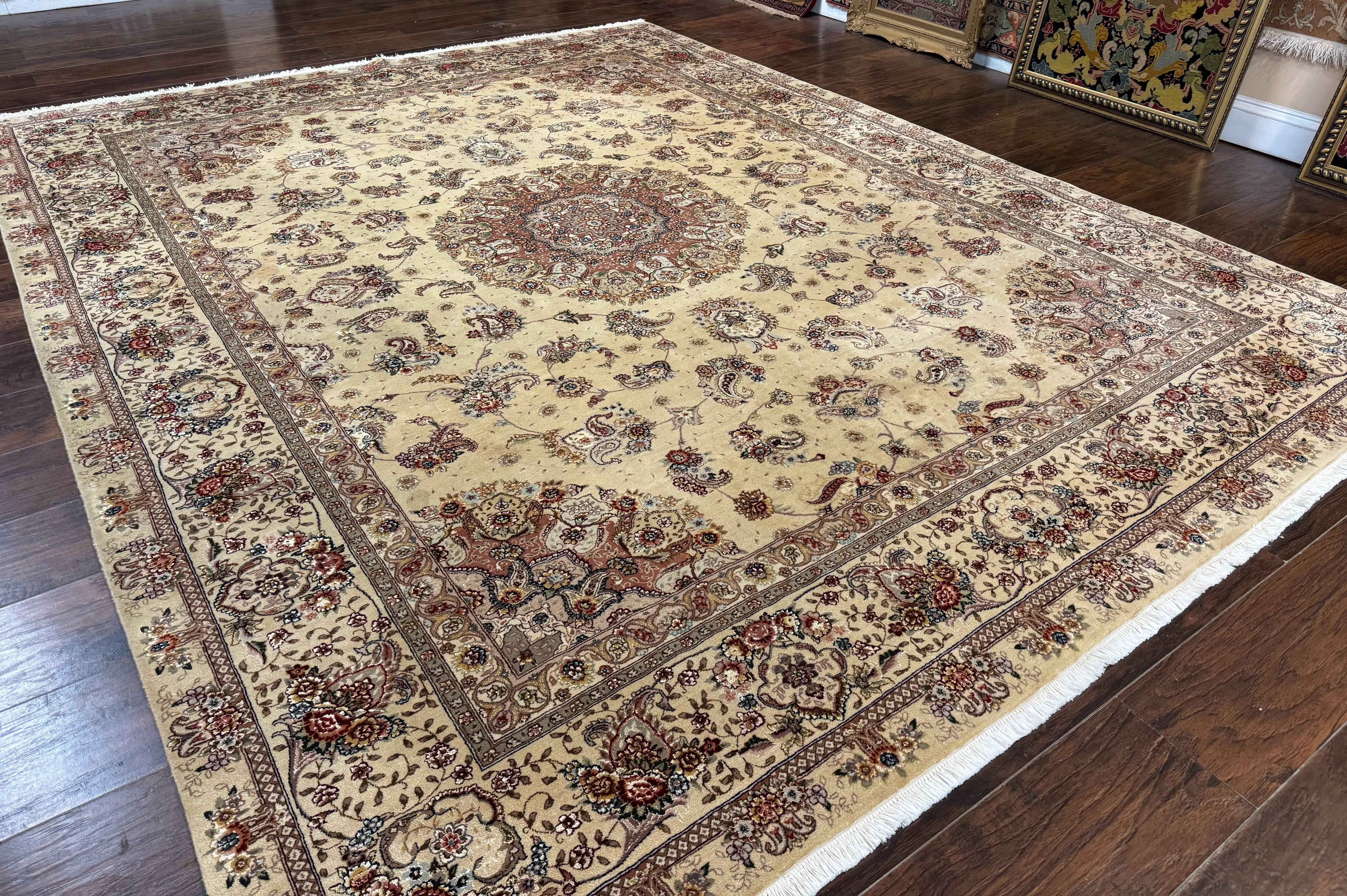 Sino Persian Rug 8x10, Wool and Silk Highlights, 290 KPSI, Floral Medallion - Jewel Rugs