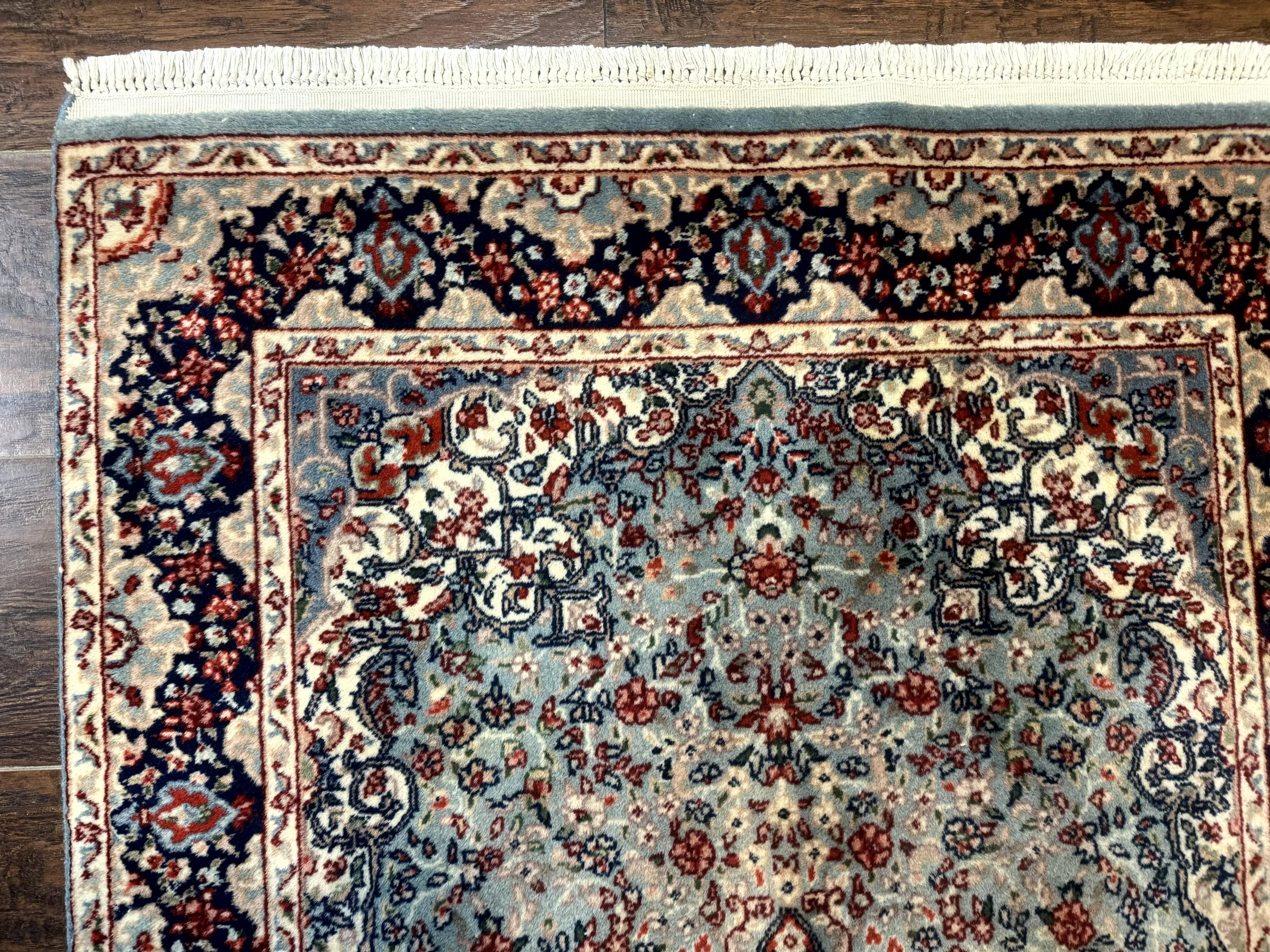 Indo Persian Kerman Rug 3x5, Light Blue, Floral Medallion - Jewel Rugs