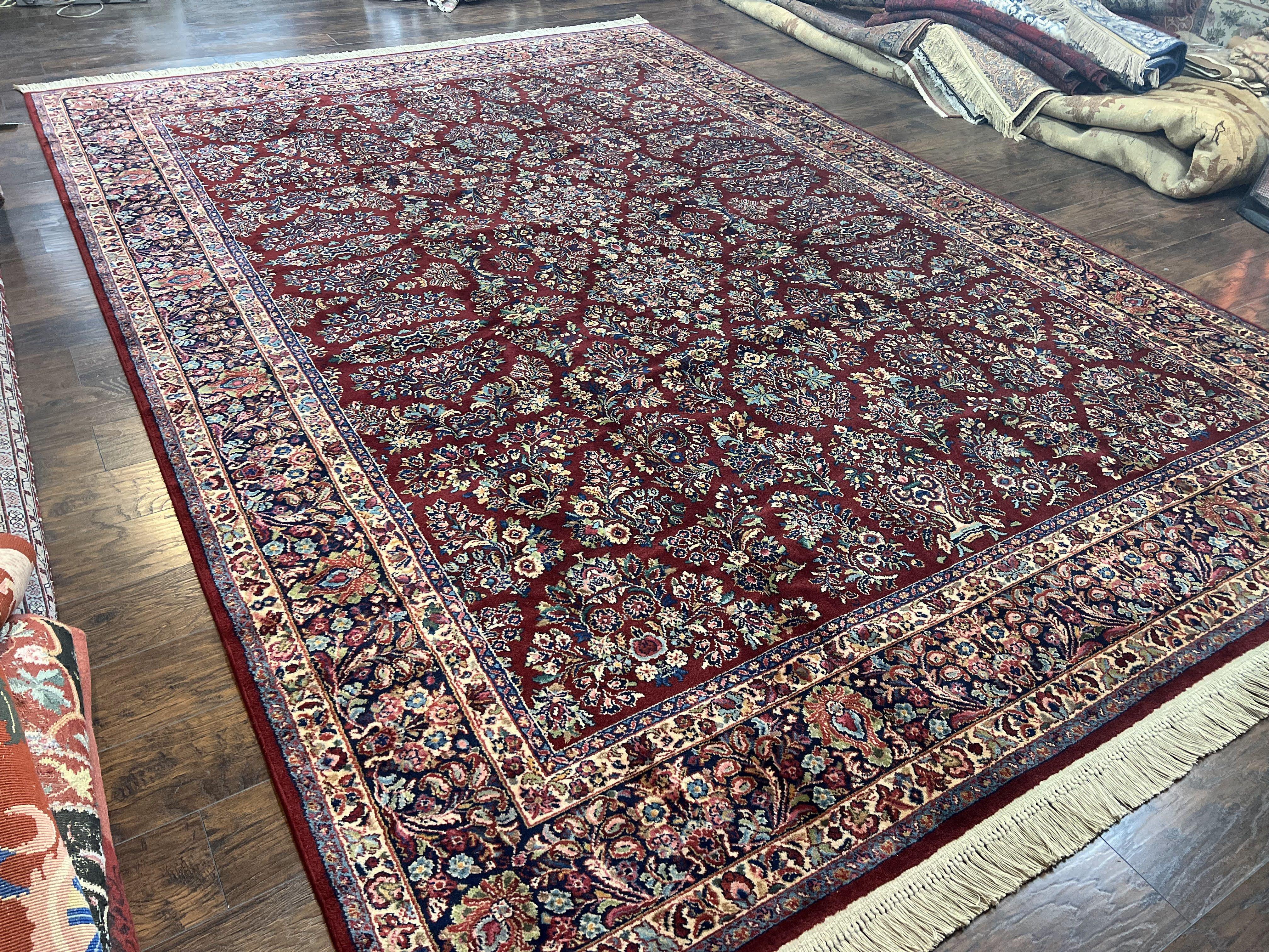 Karastan Rug Sarouk #785, Large Wool Pile Karastan Carpet 10x14 ft, Original Collection 700 Series, Discontinued Vintage Karastan Rug, Red - Jewel Rugs