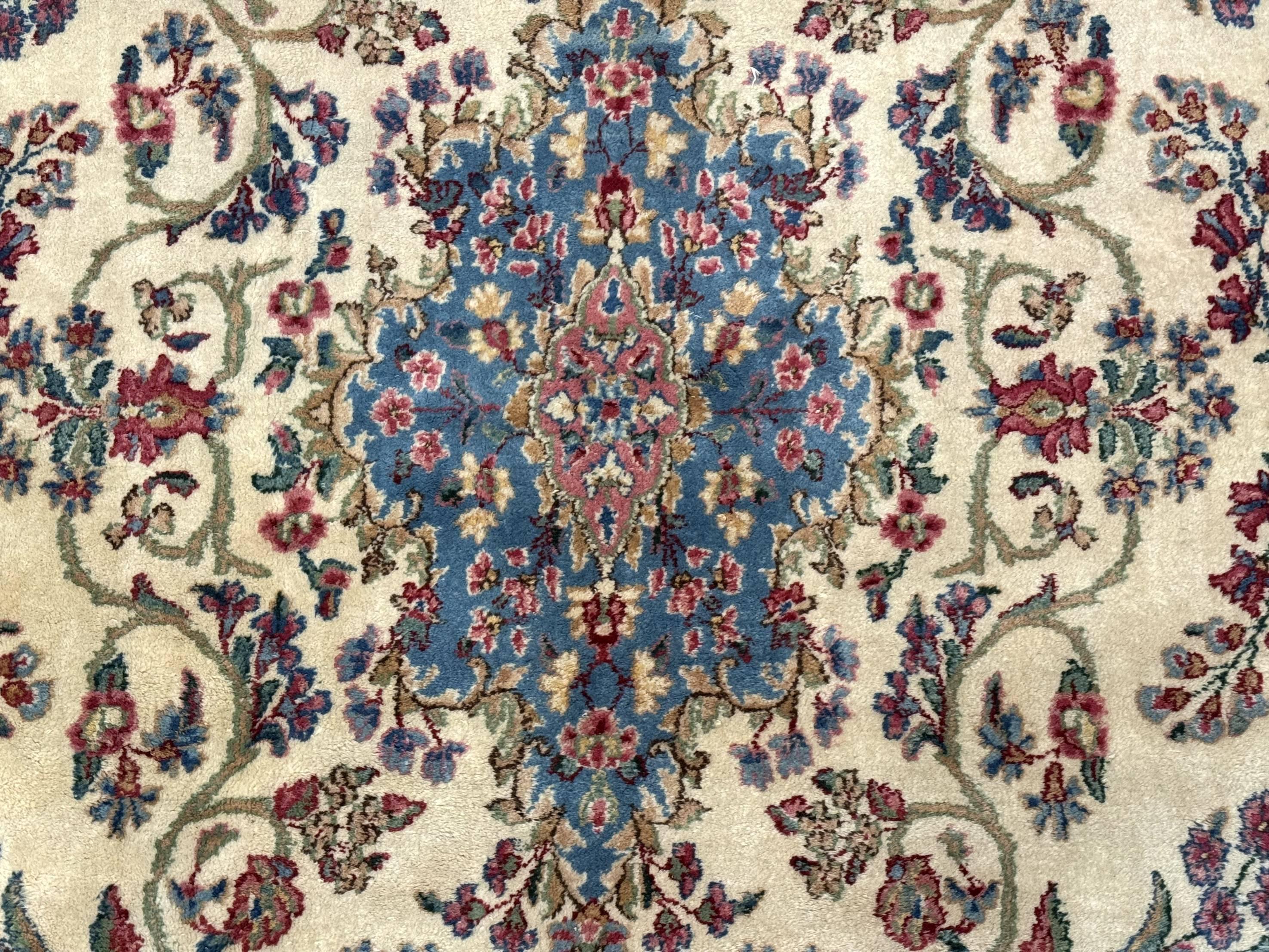 Palace Size Persian Kerman Rug 11x20 ft, Very Fine 340 KPSI, Vintage Oversized Wool Handmade Large Persian Carpet, Beige Light Blue Pink - Jewel Rugs