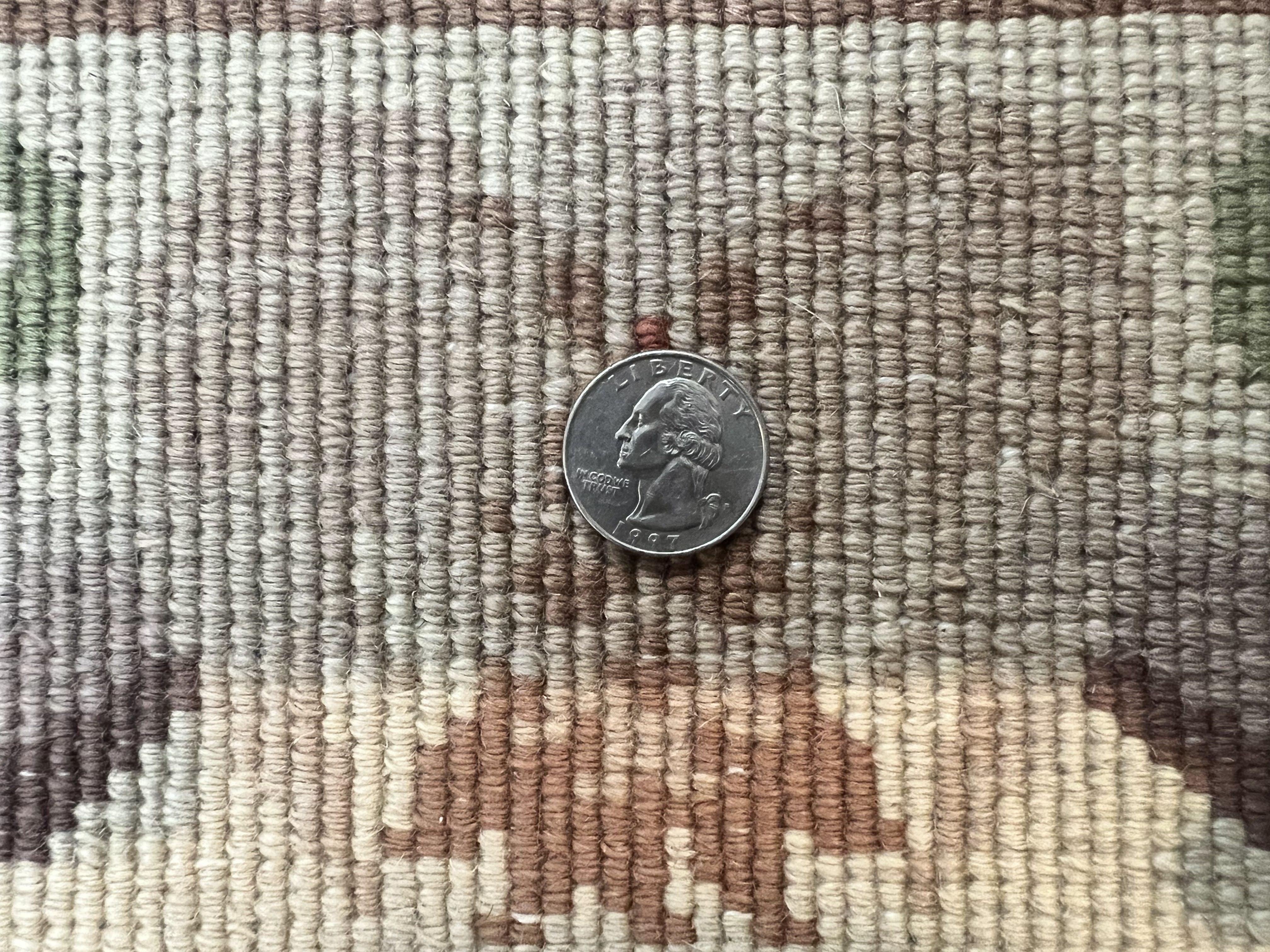 Chinese Wool Runner Rug 2x11, Blue and Beige, Swans, Handmade Vintage Asian Oriental Chinese Carving Rug, Art Deco 2 x 11 ft - Jewel Rugs