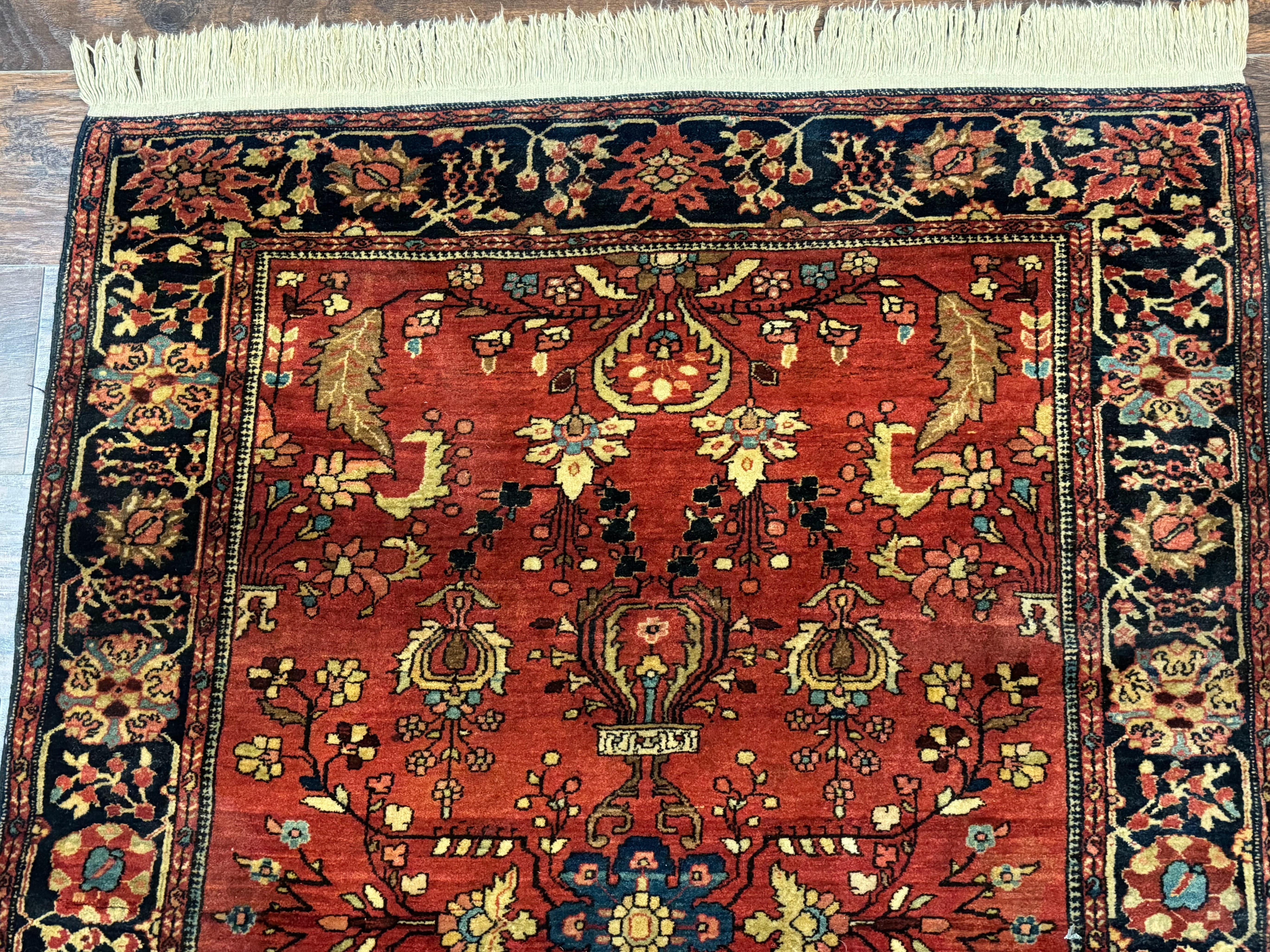 Antique Persian Farahan Sarouk Rug 3.6 x 5, Red, Floral, Traditional Rug, Fine 210 KPSI - Jewel Rugs