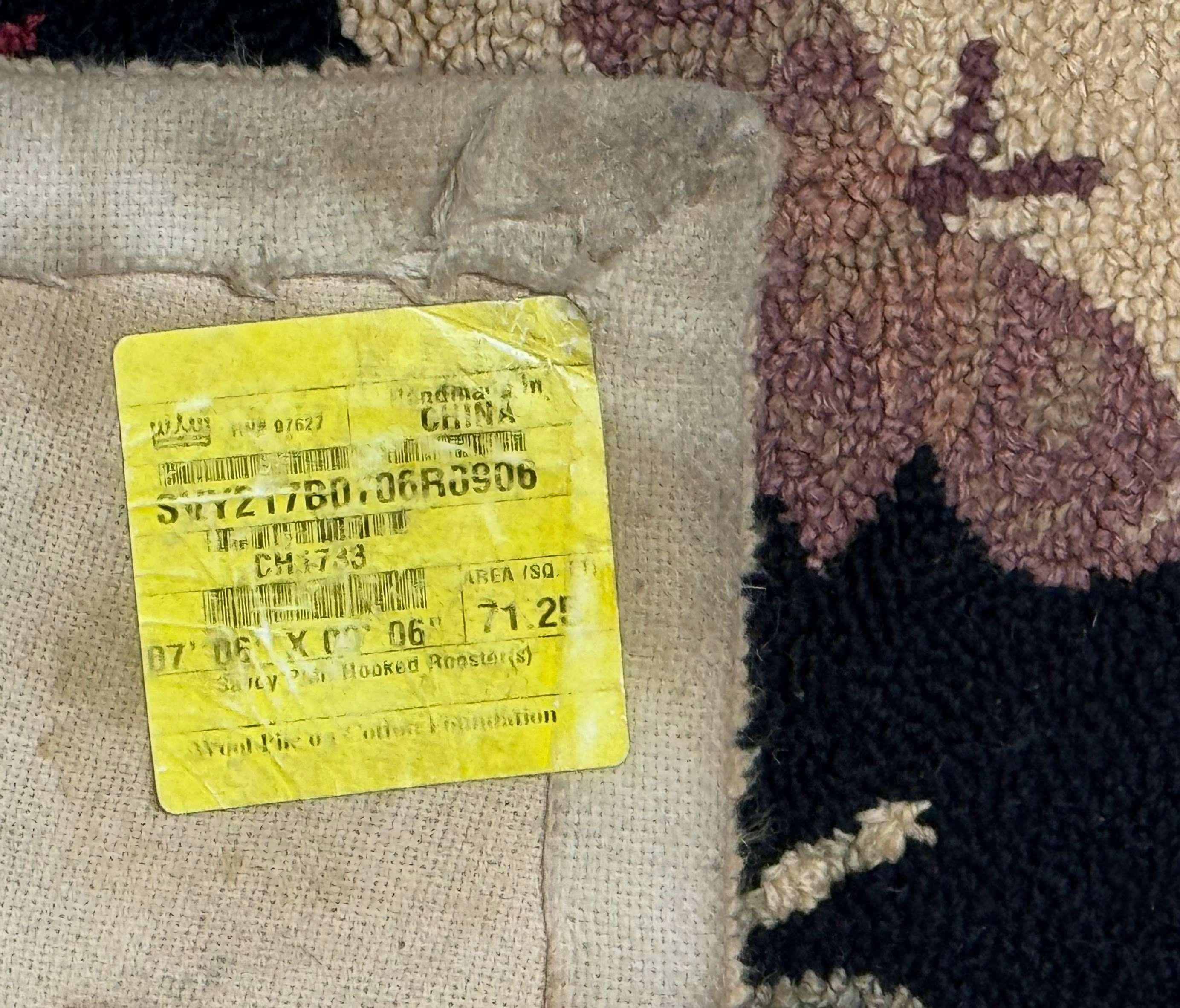 Vintage Hooked Rug 7x9, Rosters in Border, Roses and Butterflies - Jewel Rugs