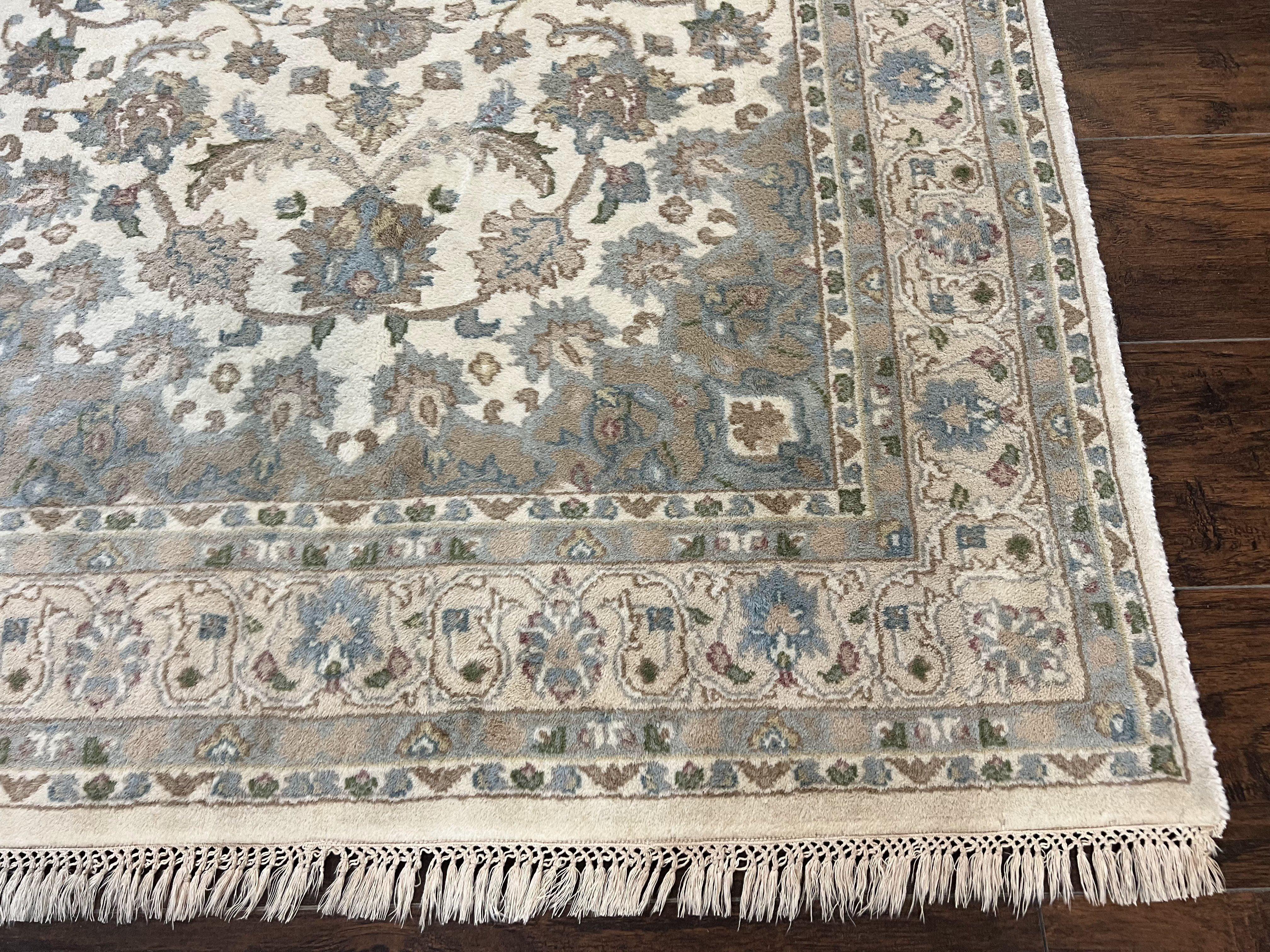 Indo Persian Rug 4x6, Floral Medallion, Beige, Handmade Wool Vintage Carpet 4 x 6 ft - Jewel Rugs