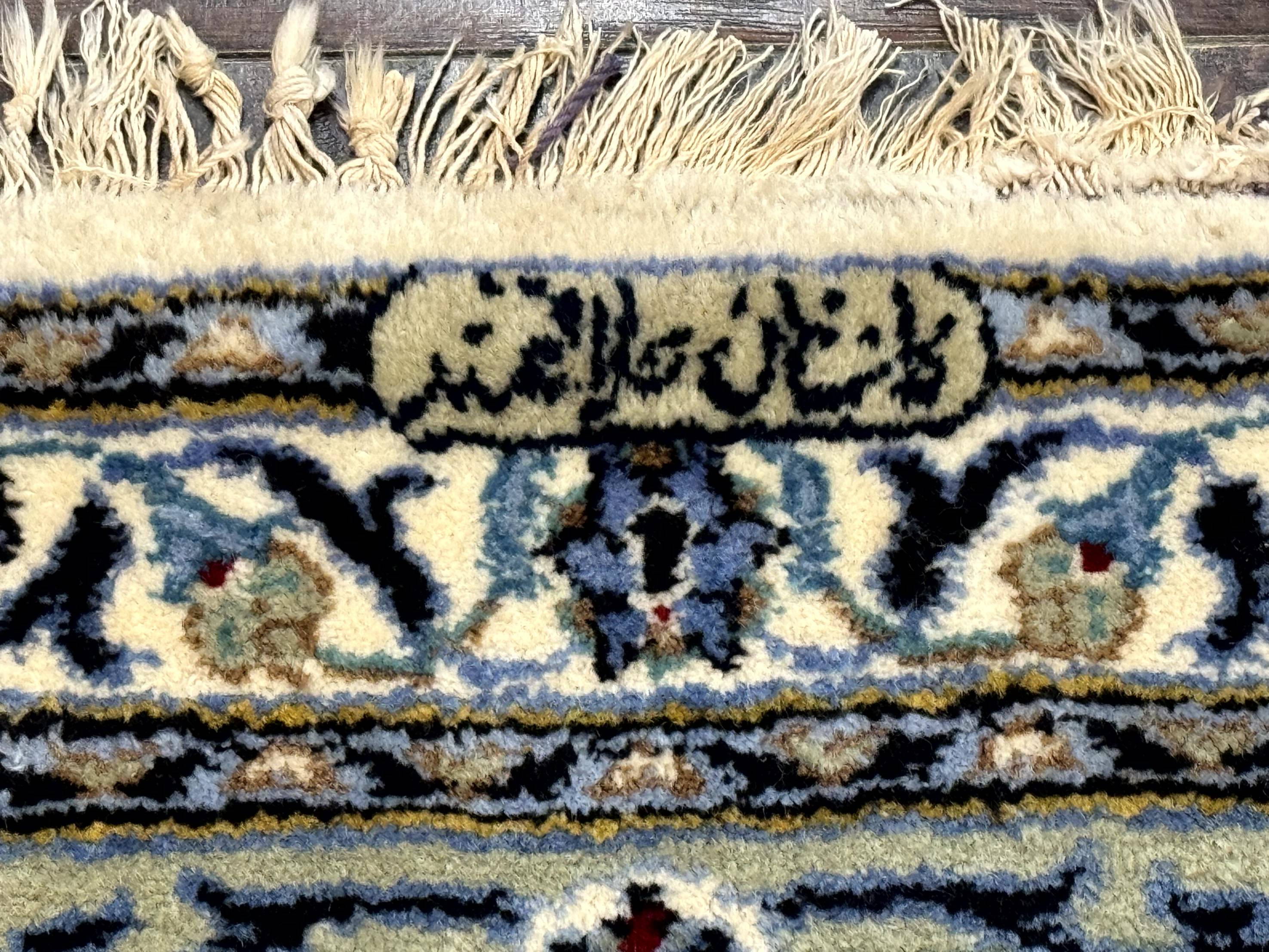 Persian Kashan Rug 8x11, Ivory Blue Green, Floral Allover, Signed By Masterweaver - Jewel Rugs