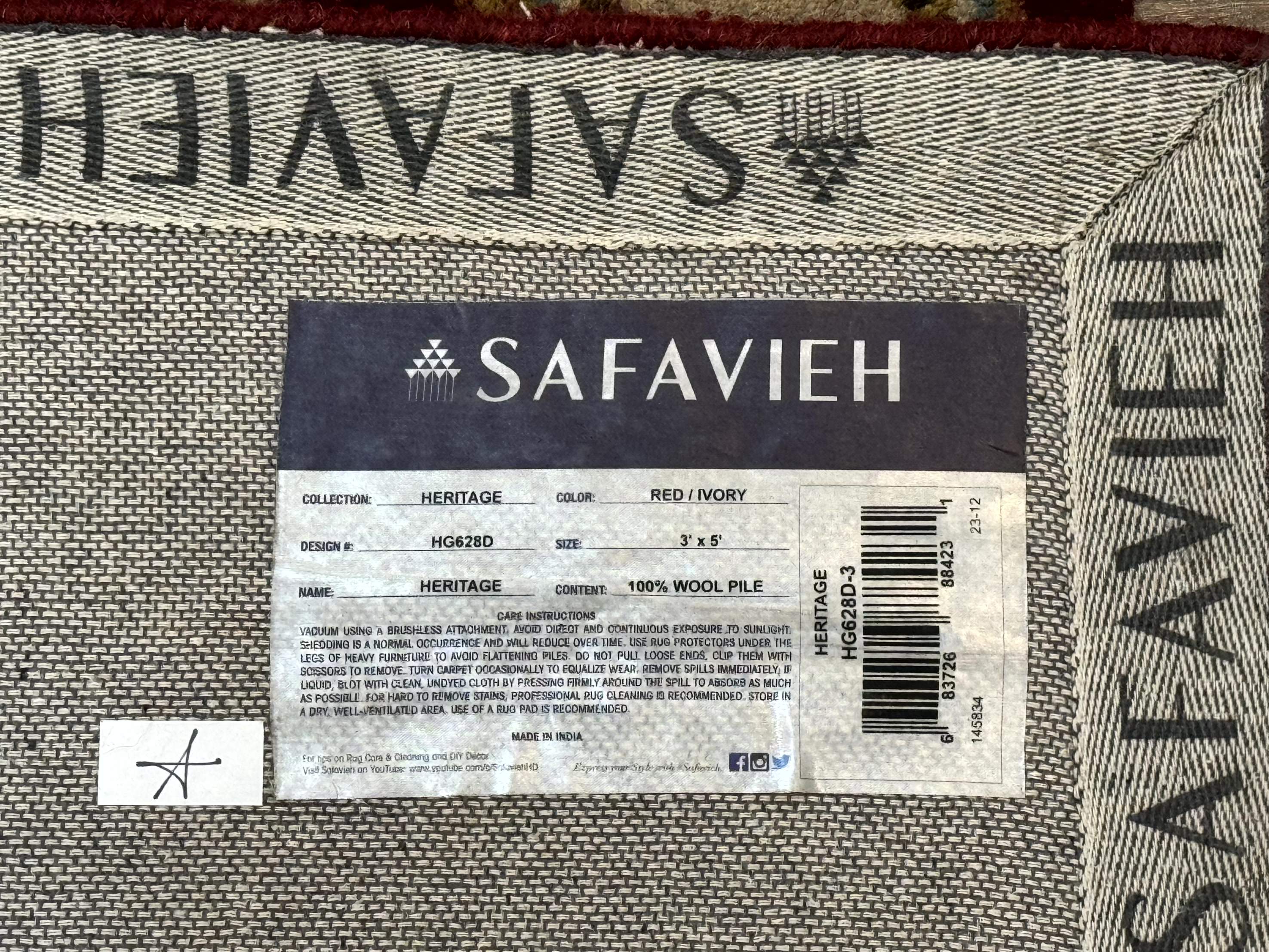 Small Floral Wool Rug 3x5, Safavieh Heritage Collection, Dark Red, Pair B - Jewel Rugs