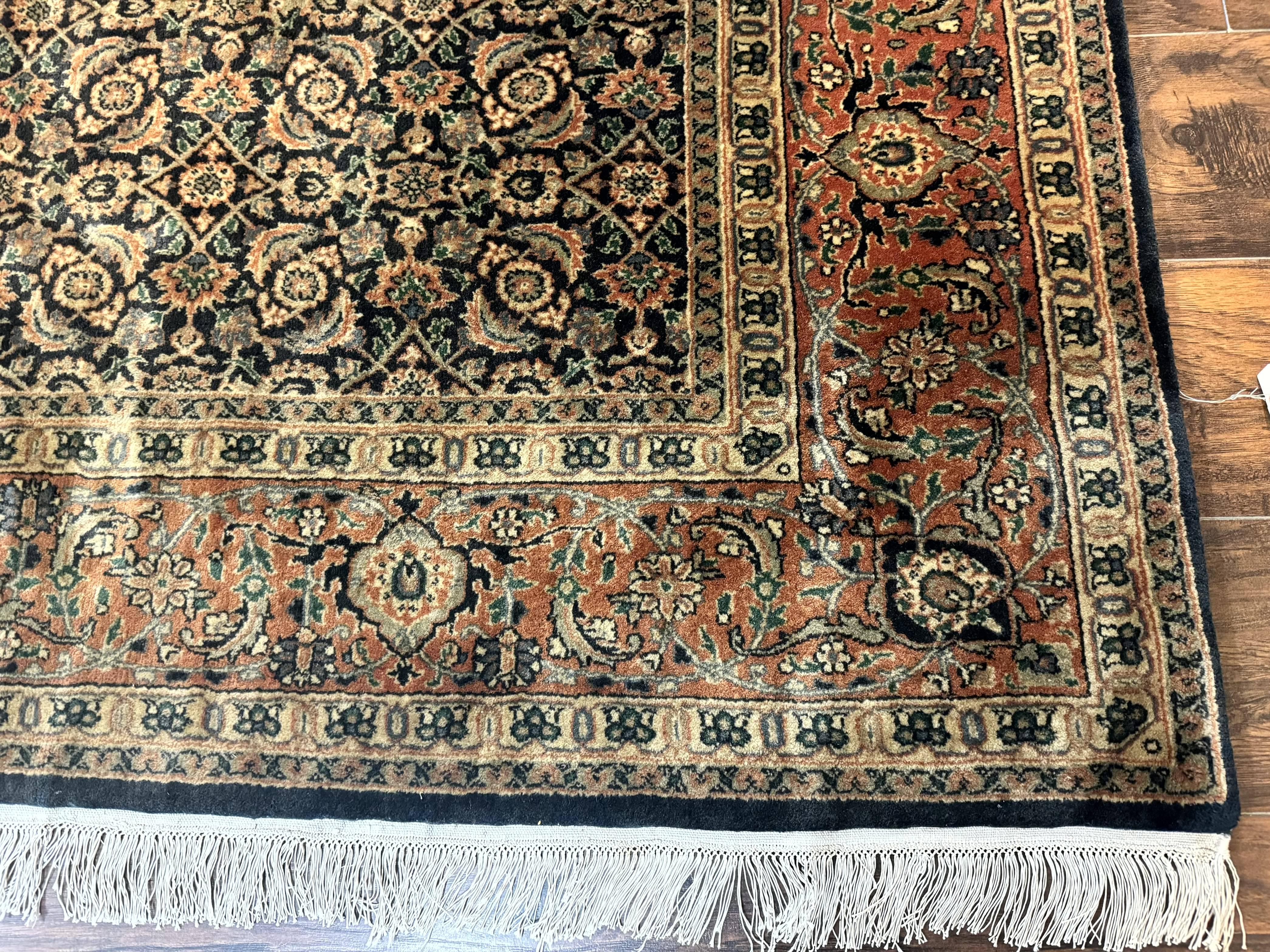 Indo Persian Rug 6x9, Navy Blue and Red, Vintage Handmade Wool Traditional Carpet - Jewel Rugs