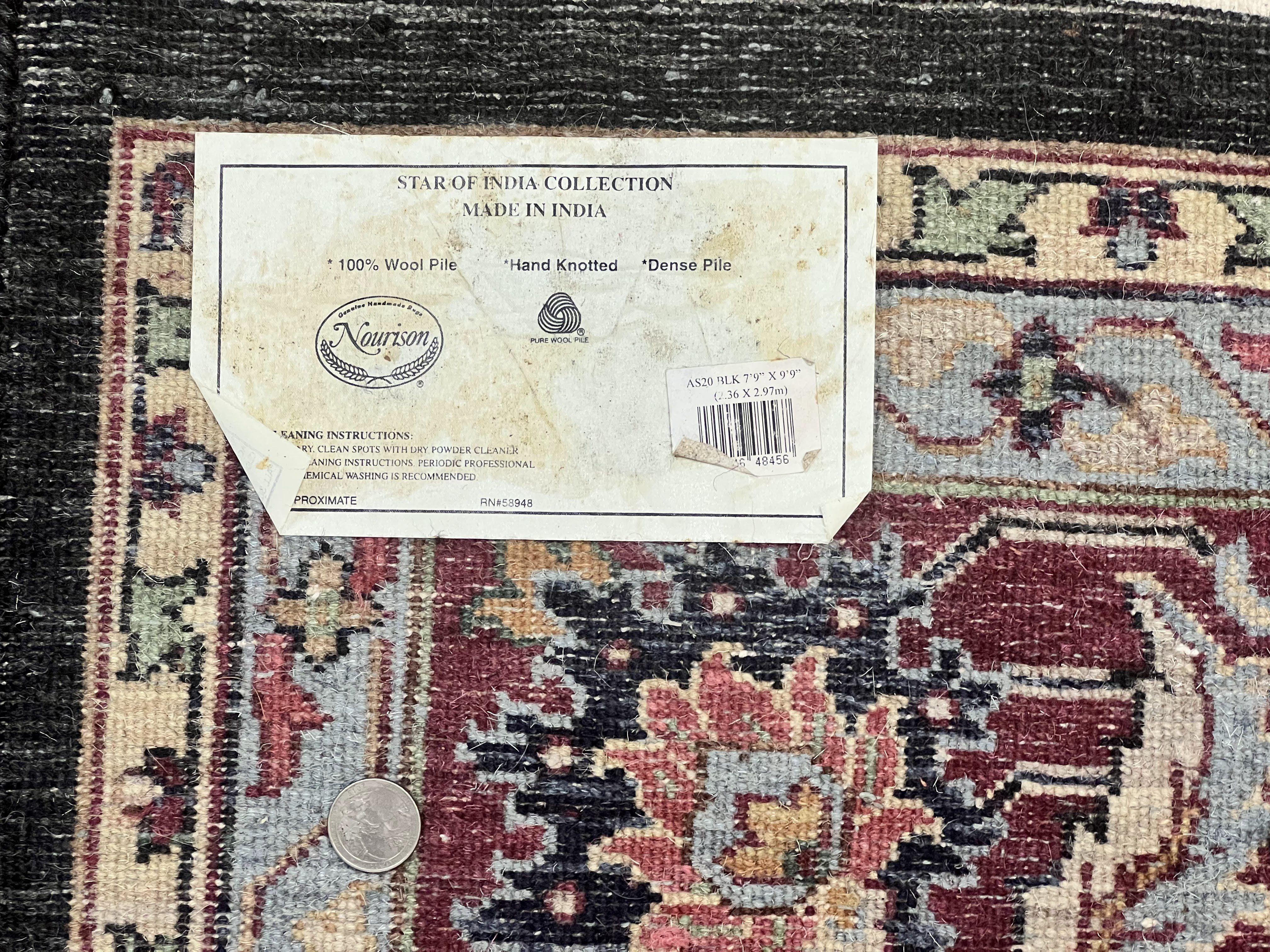 Indo Persian Rug 8x10, Nourison Carpet, Floral, Hand Knotted Vintage Wool Rug - Jewel Rugs
