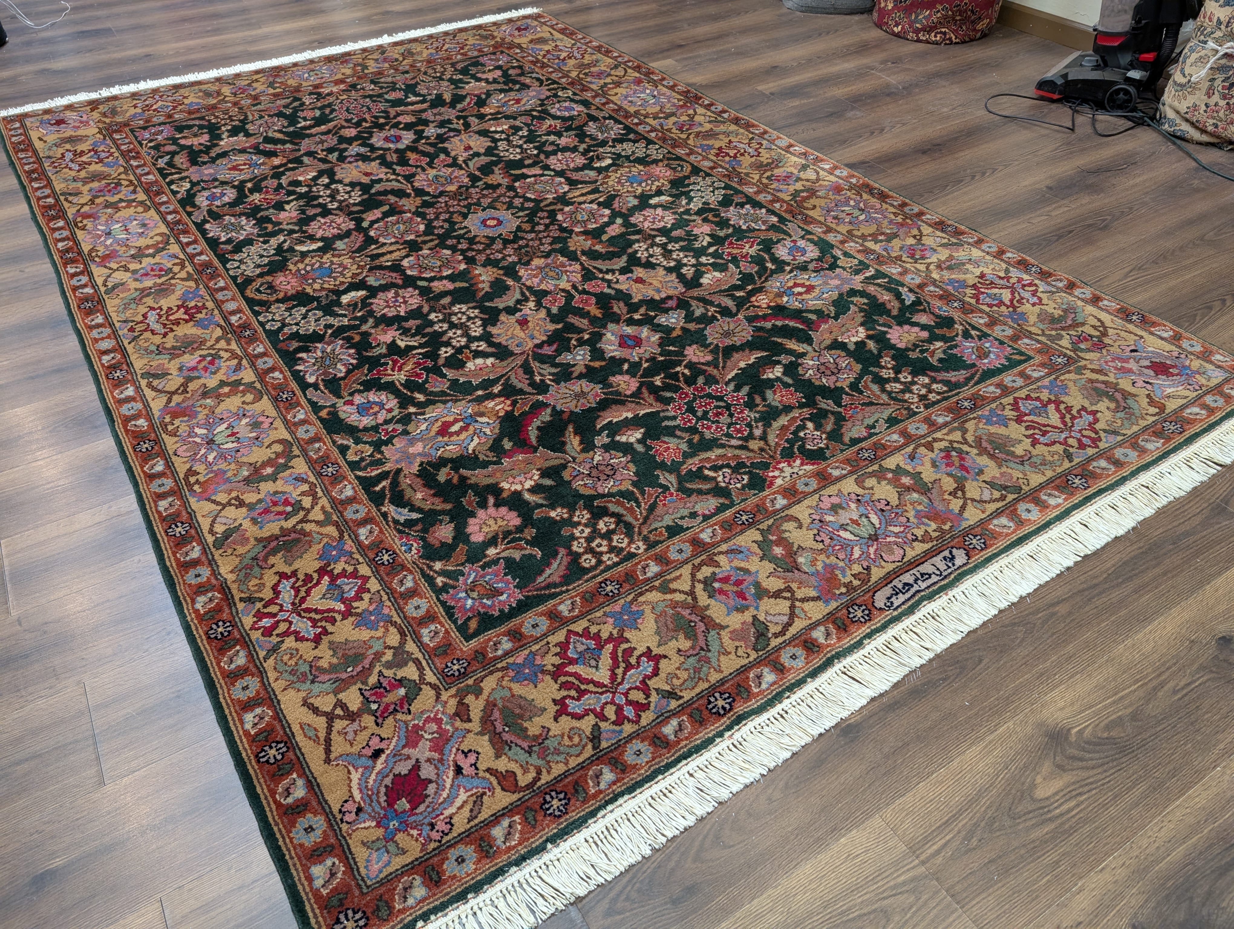 Romanian Rug 7x10, Signed By Master Weaver, Forest Green, Oriental Carpet - Jewel Rugs