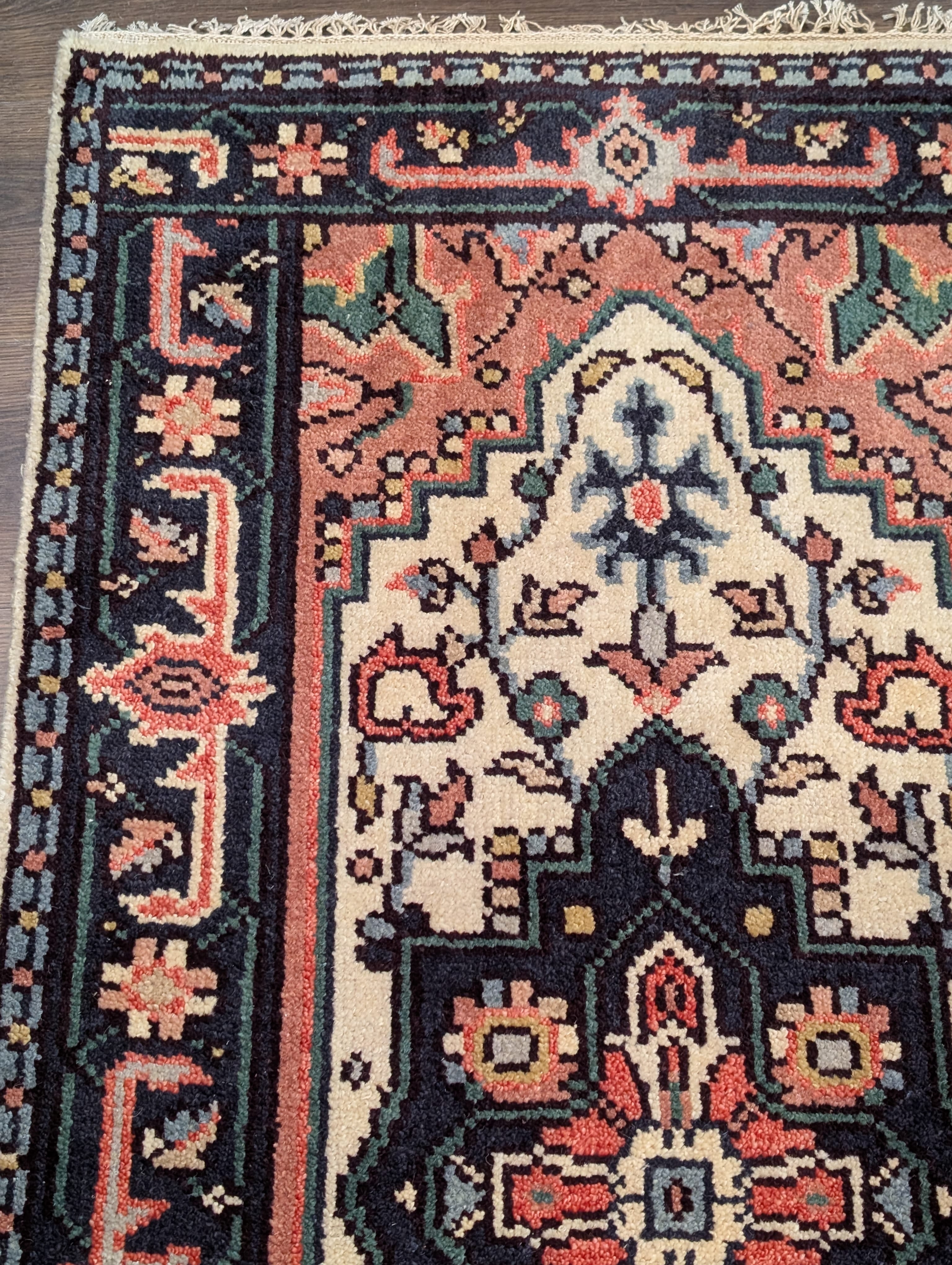 Indo Persian Heriz Serapi Runner 2.7 x 16, Vintage Wool Runner - Jewel Rugs